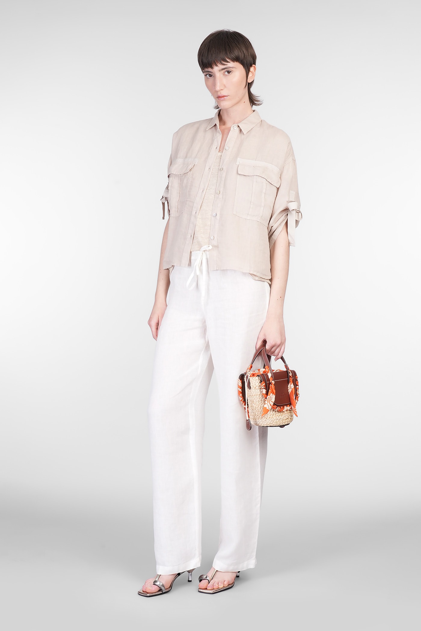 120% Lino Relaxed Wide-leg Linen Pants With Drawstring Waist