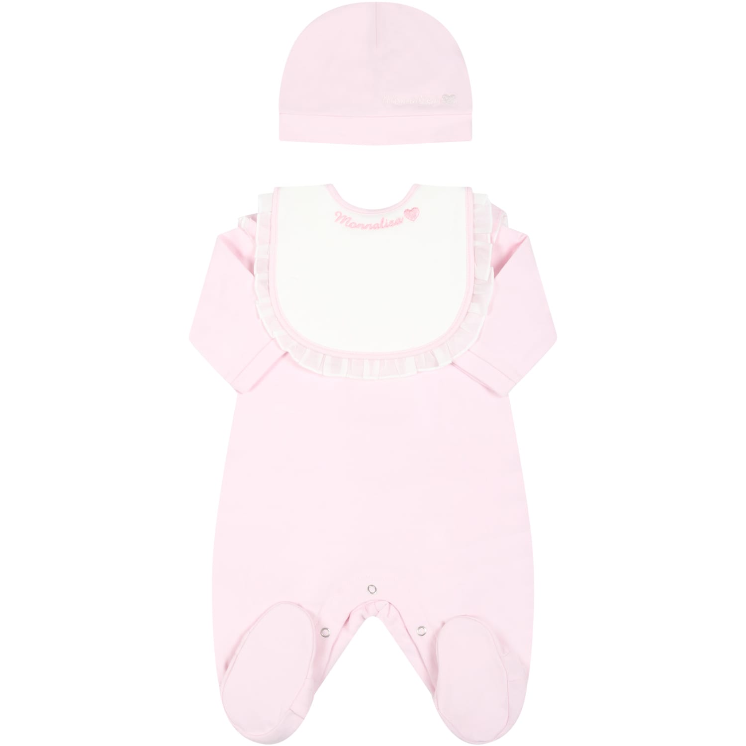 Monnalisa Pink Set For Baby Girl With Logo