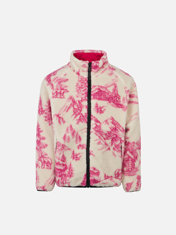 MC2 SAINT BARTH GIRL SHERPA JACKET WITH TOILE DE JOUY PRINT