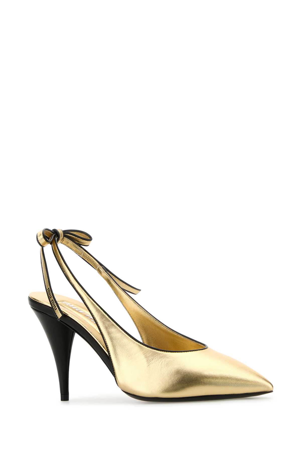 Miu Miu Scarpe Con Tacco In Pelle Oro Donna