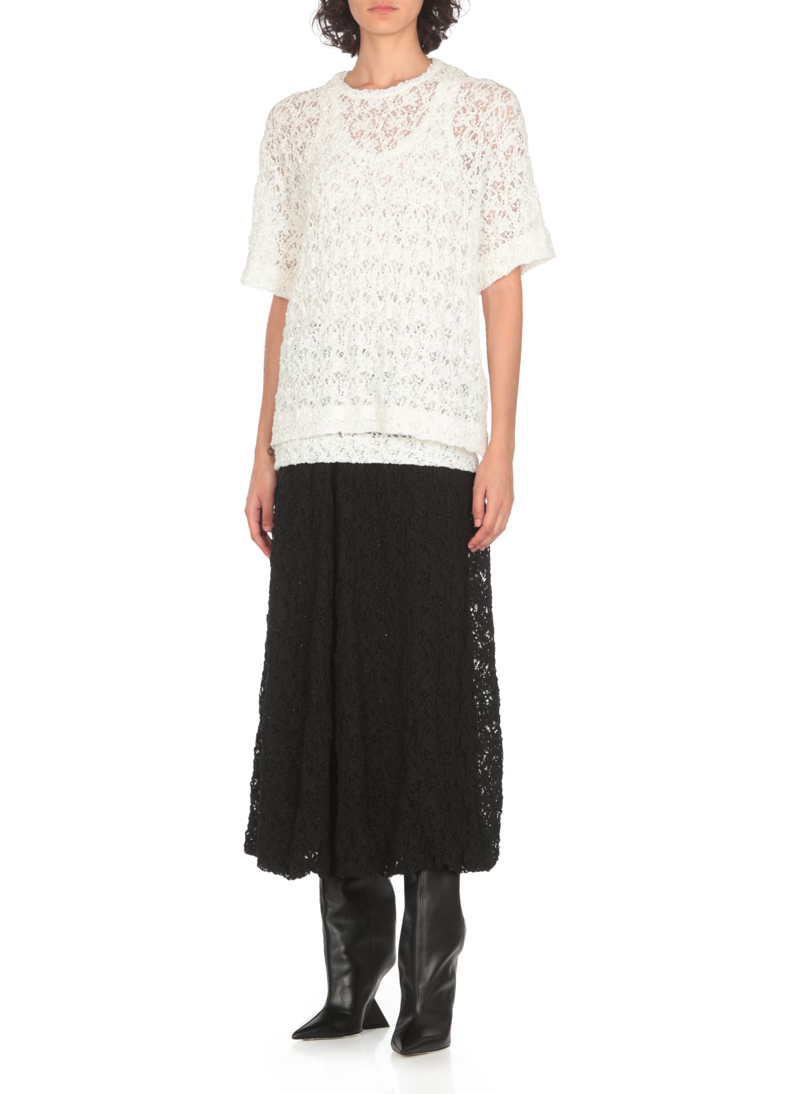 Shop Jil Sander Lace Top In White