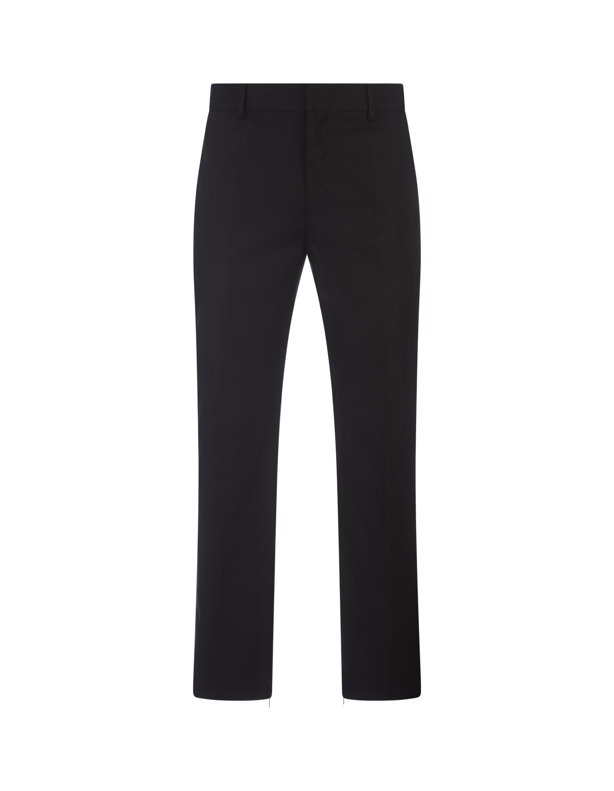 Black Straight-leg Wool Trousers