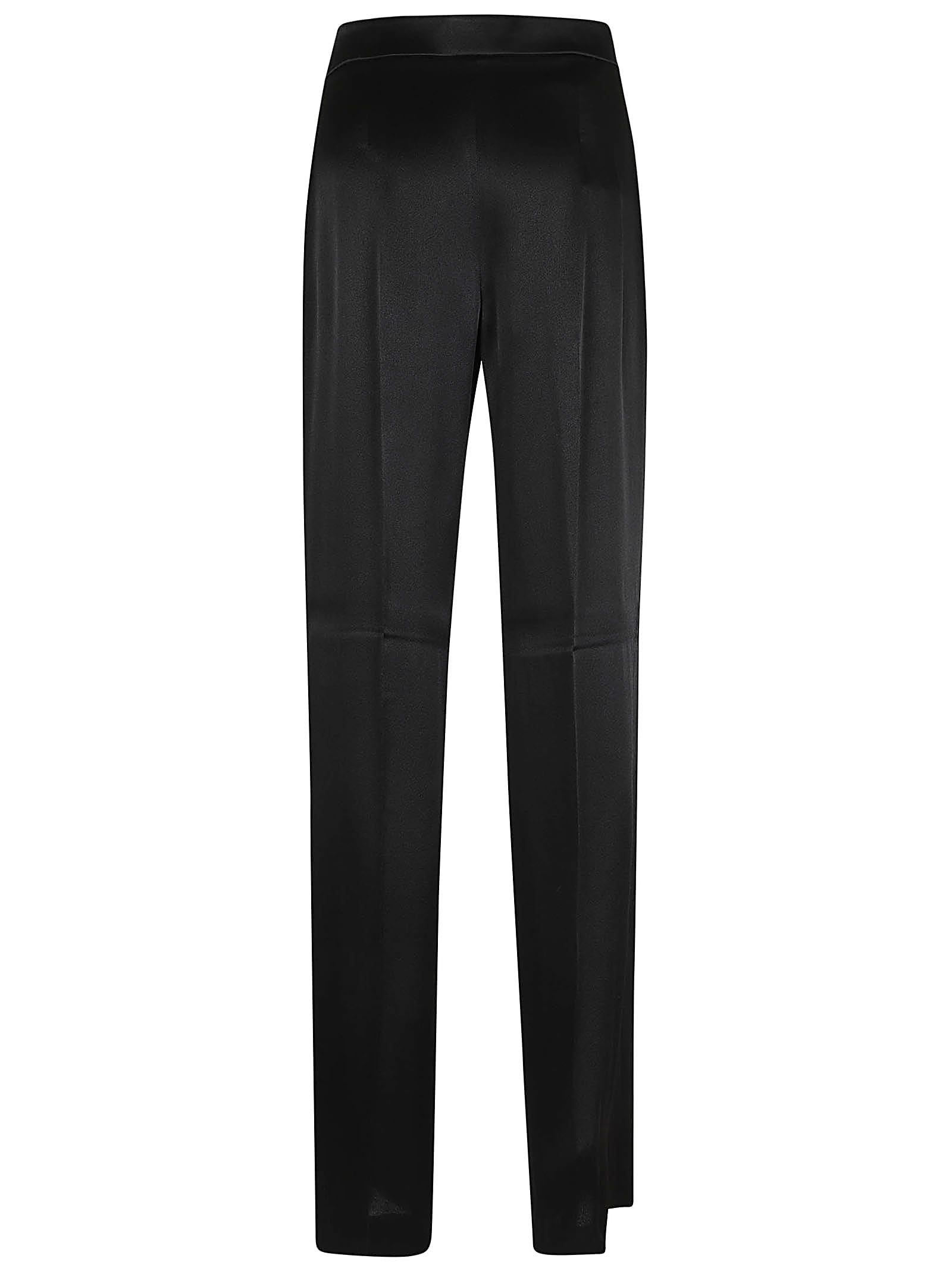 Shop Alberta Ferretti Satin Pants In Nero