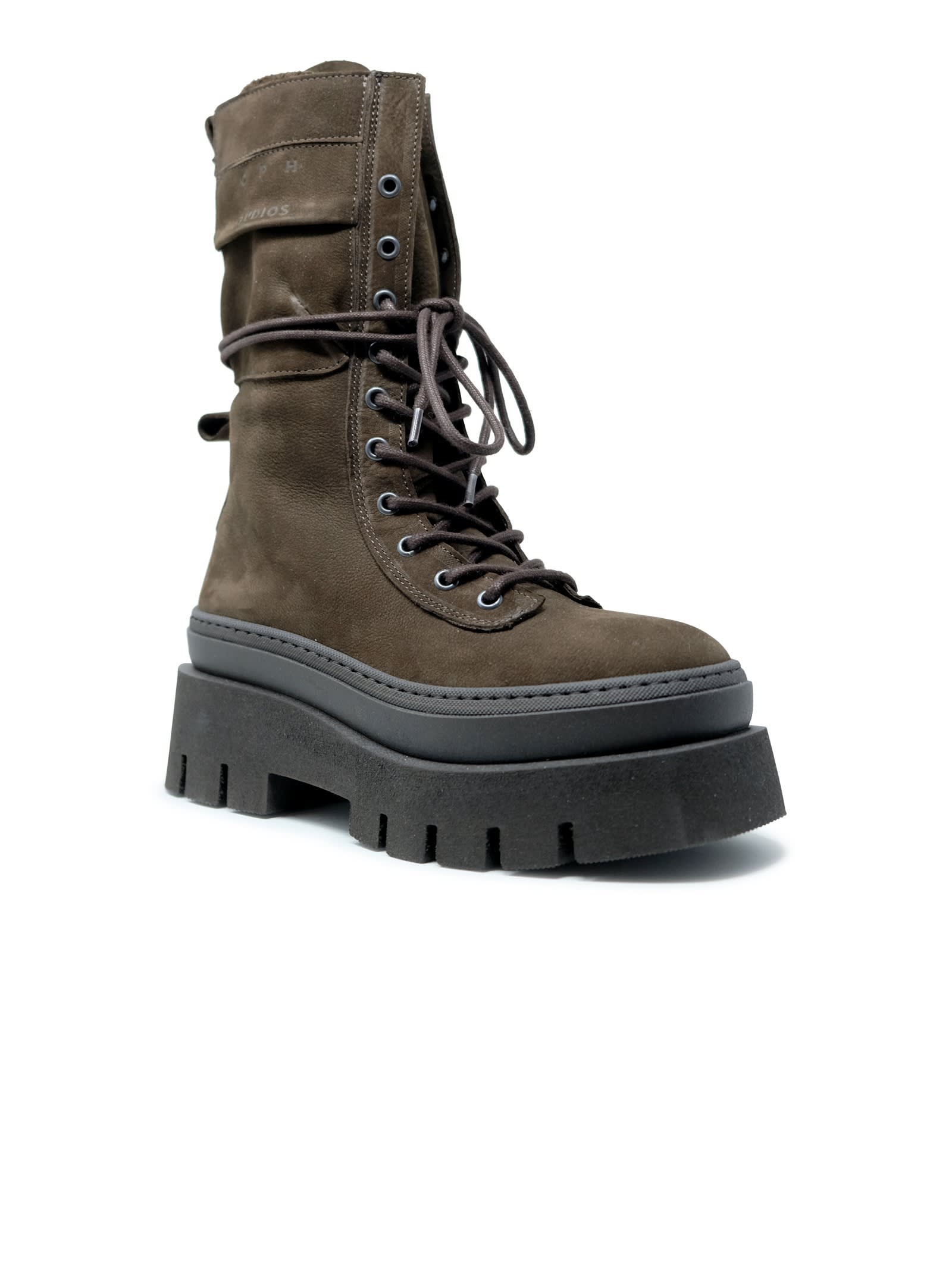 Copenhagen Nabuc Chocolate Lace Up Mid Boots In Brown