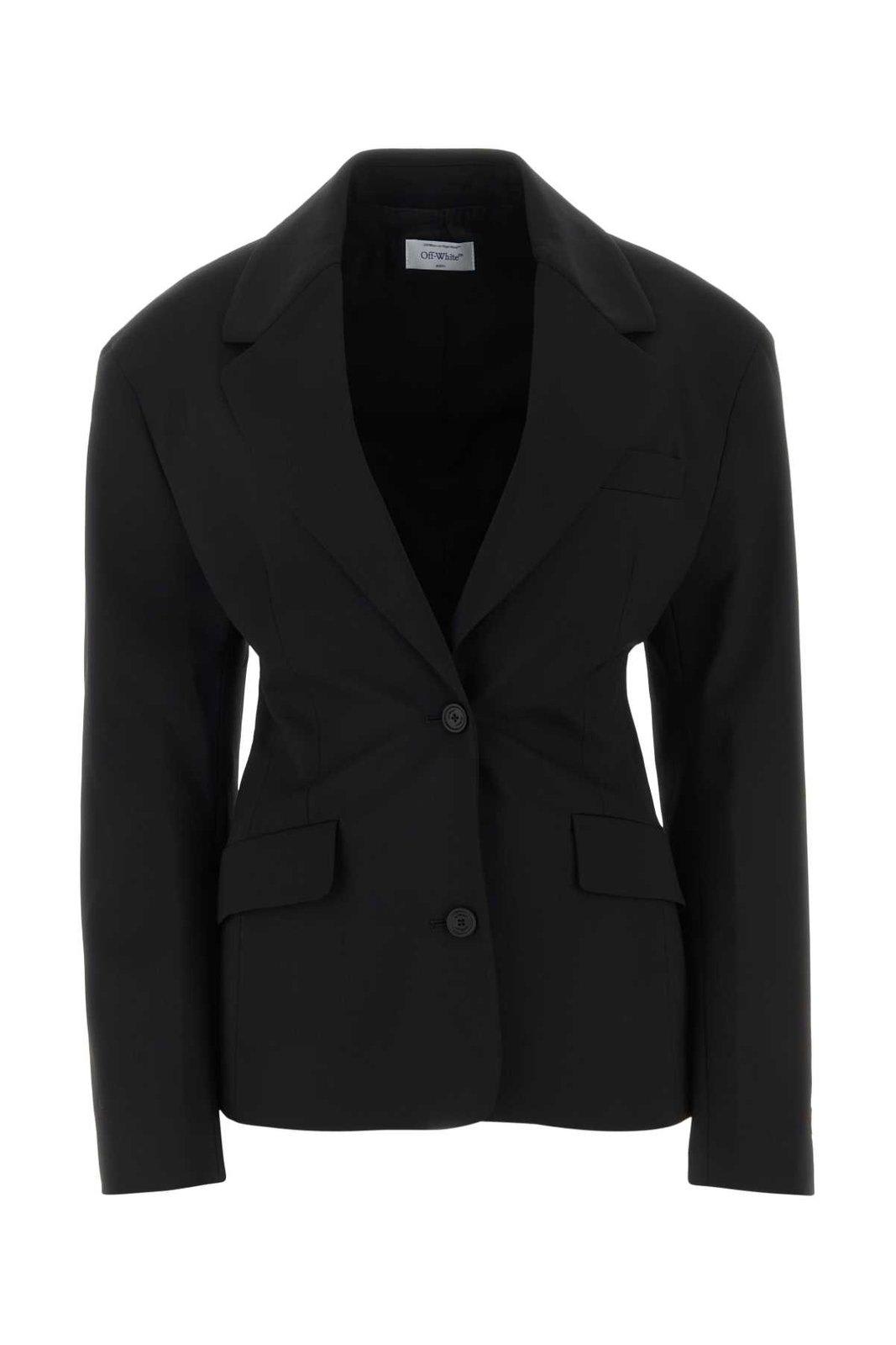 Shop Off-white Buttoned Blazer In Black