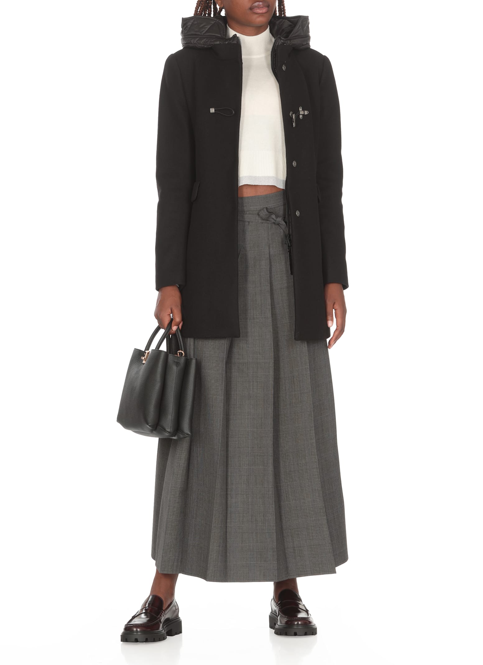 Fay Toggle Coat In Technical Gabardine In Black
