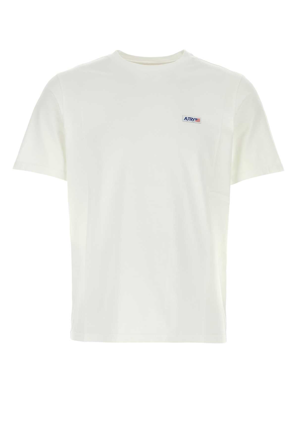 Shop Autry White Cotton T-shirt In 502w