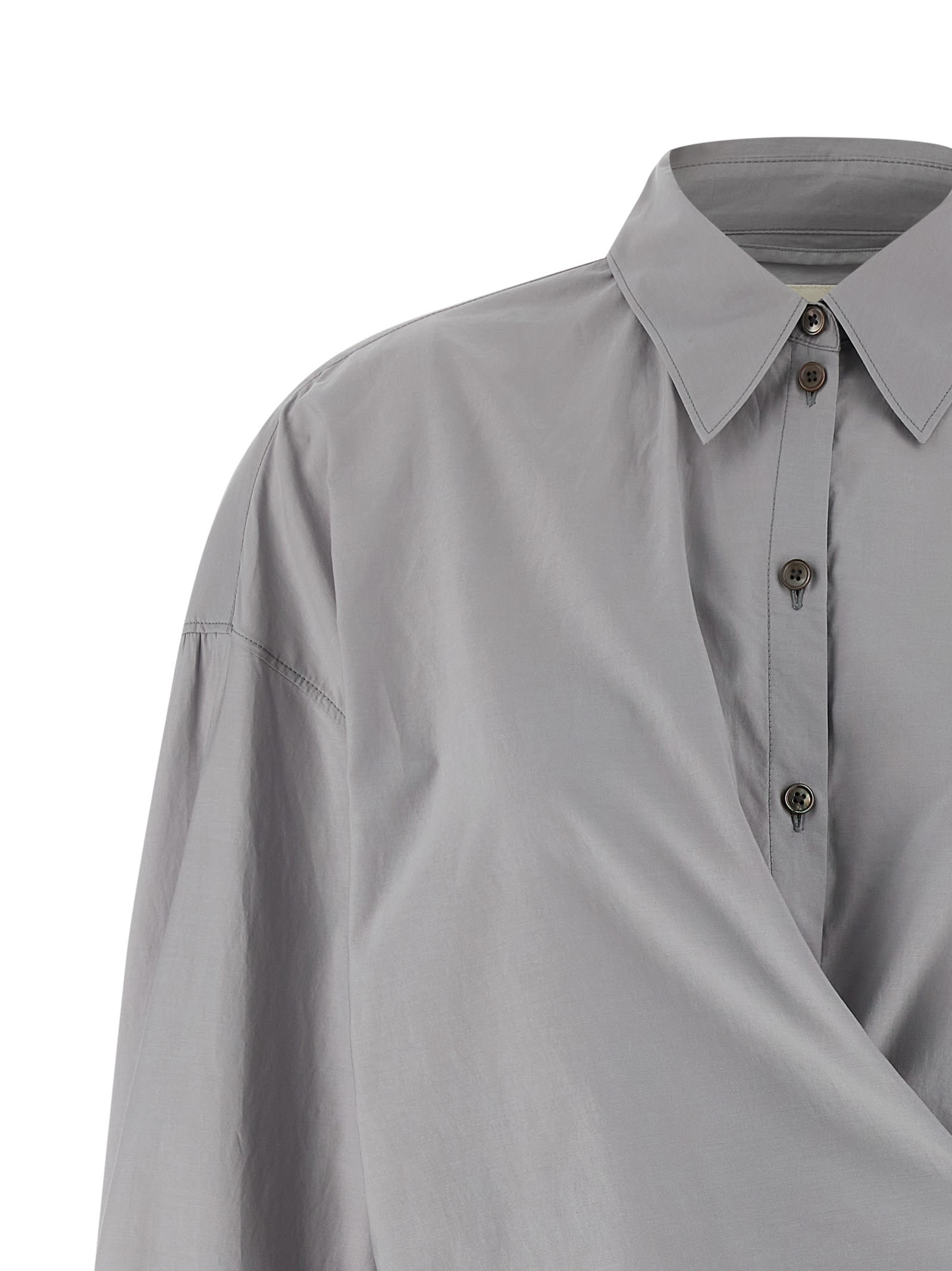 Lemaire Straight Collar Twisted Shirt In Gray