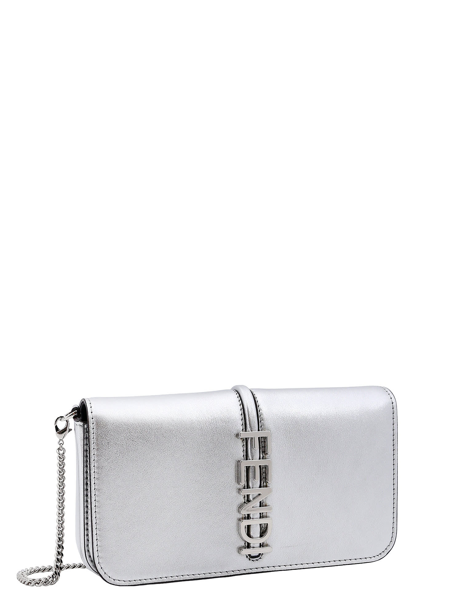 Shop Fendi Graphy Shoulder Bag In Silver