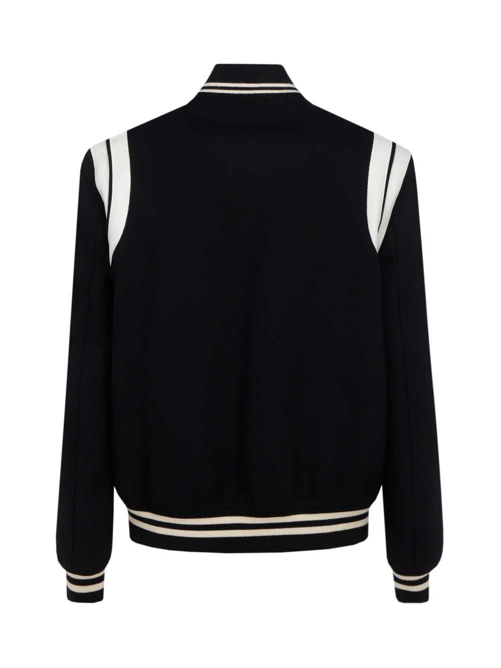 Shop Saint Laurent Teddy College Jacket In Noir Blanc