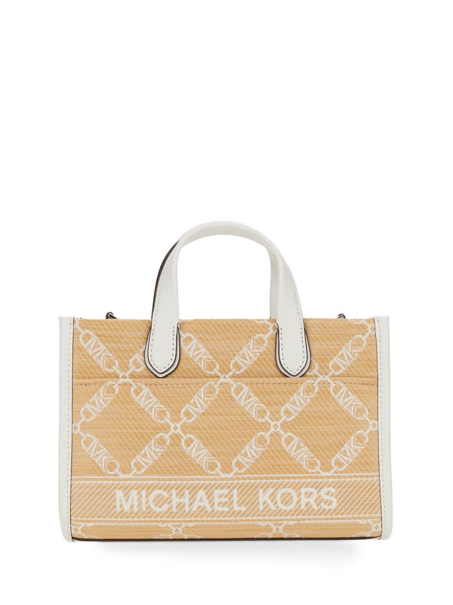 Shop Michael Michael Kors Gigi Small Messenger Bag In Beige