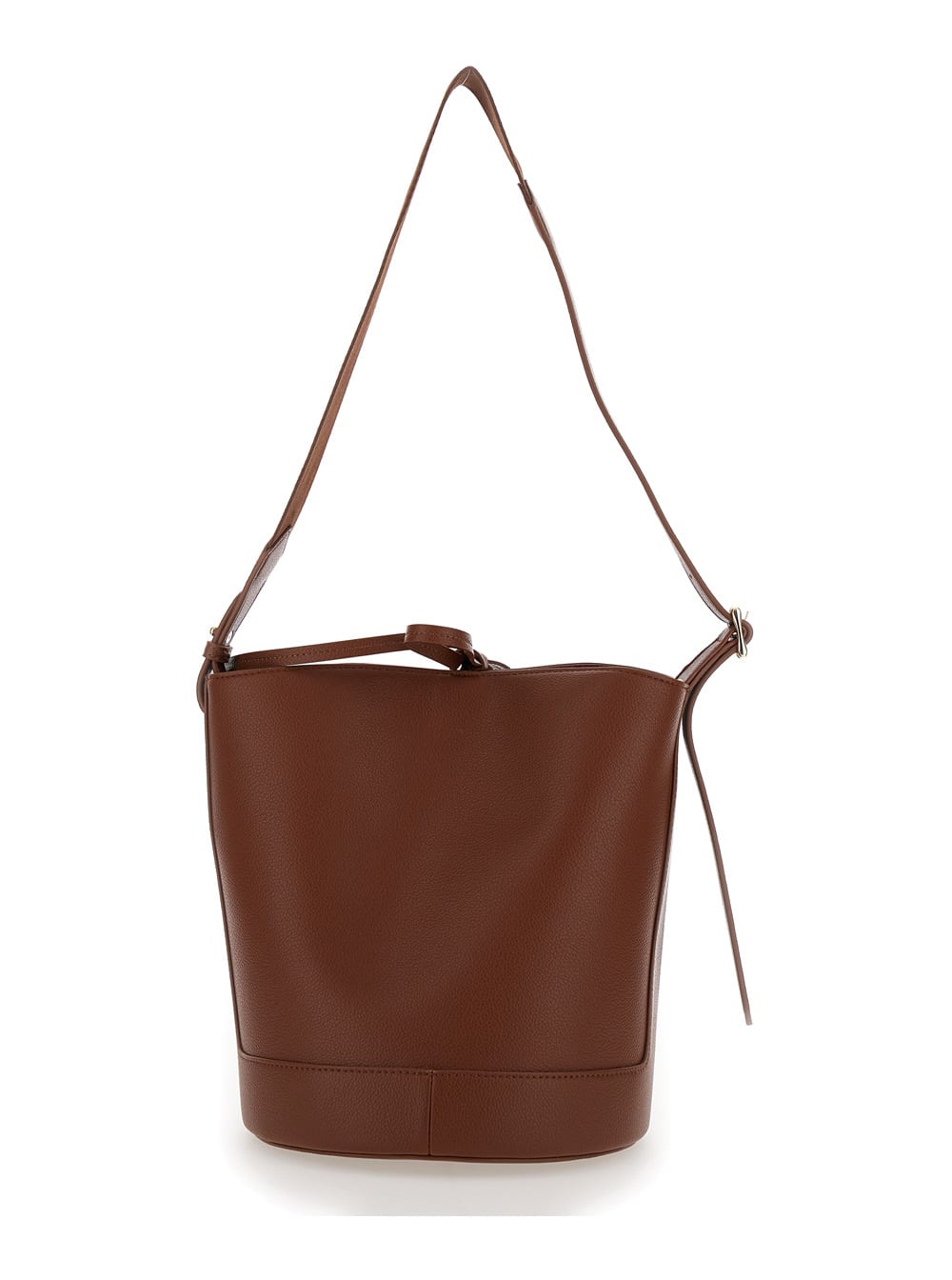 Apc Ana Noisette Brown Bucket Bag With Laminated Logo In Leather Woman