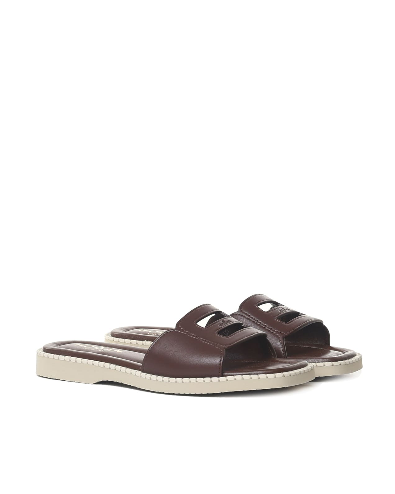 Shop Hogan Flat Sandals In Brown