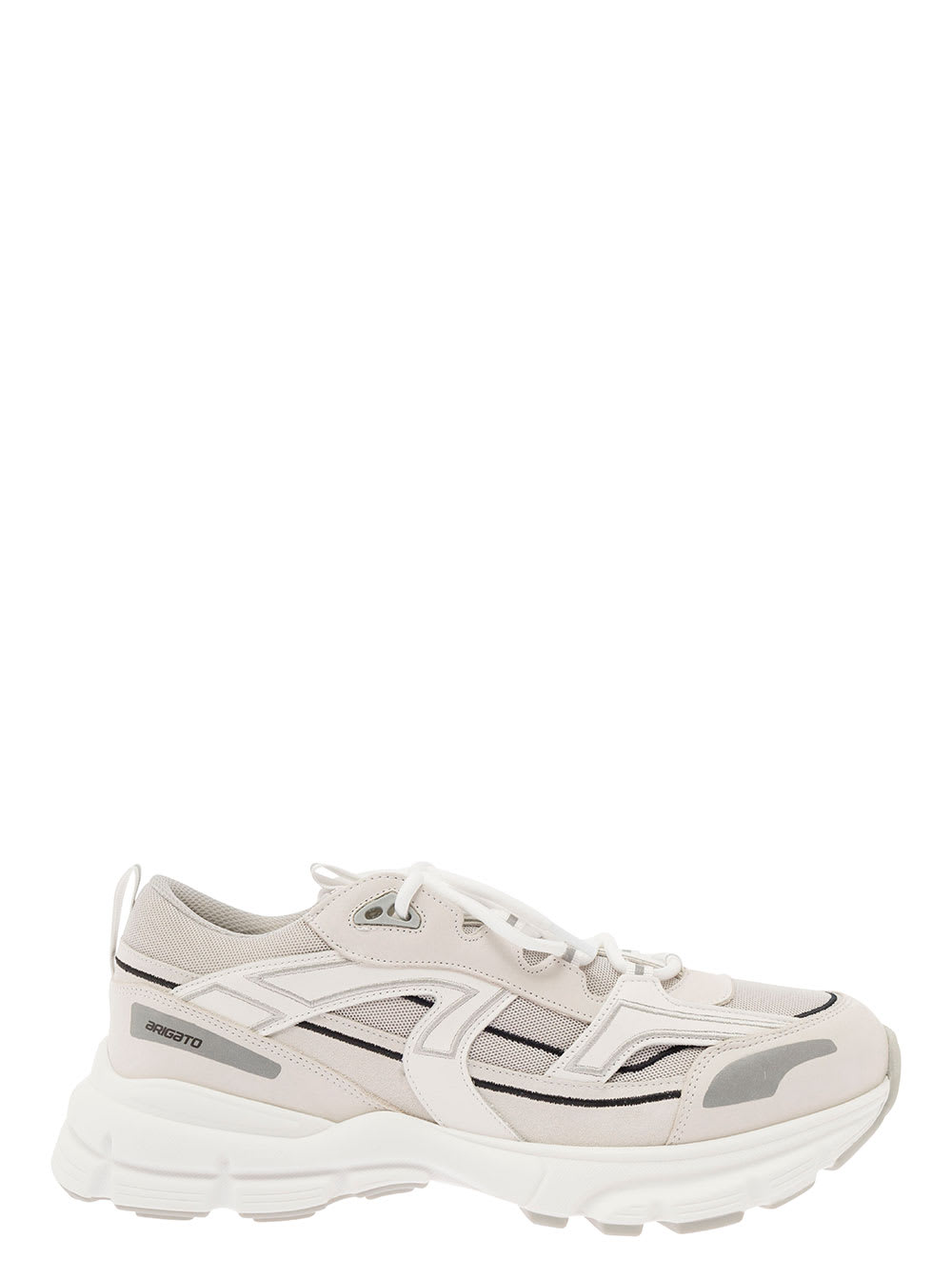 Shop Axel Arigato Marathon R-trail White Low Top Sneakers With Logo Detail In Leather Blend Woman