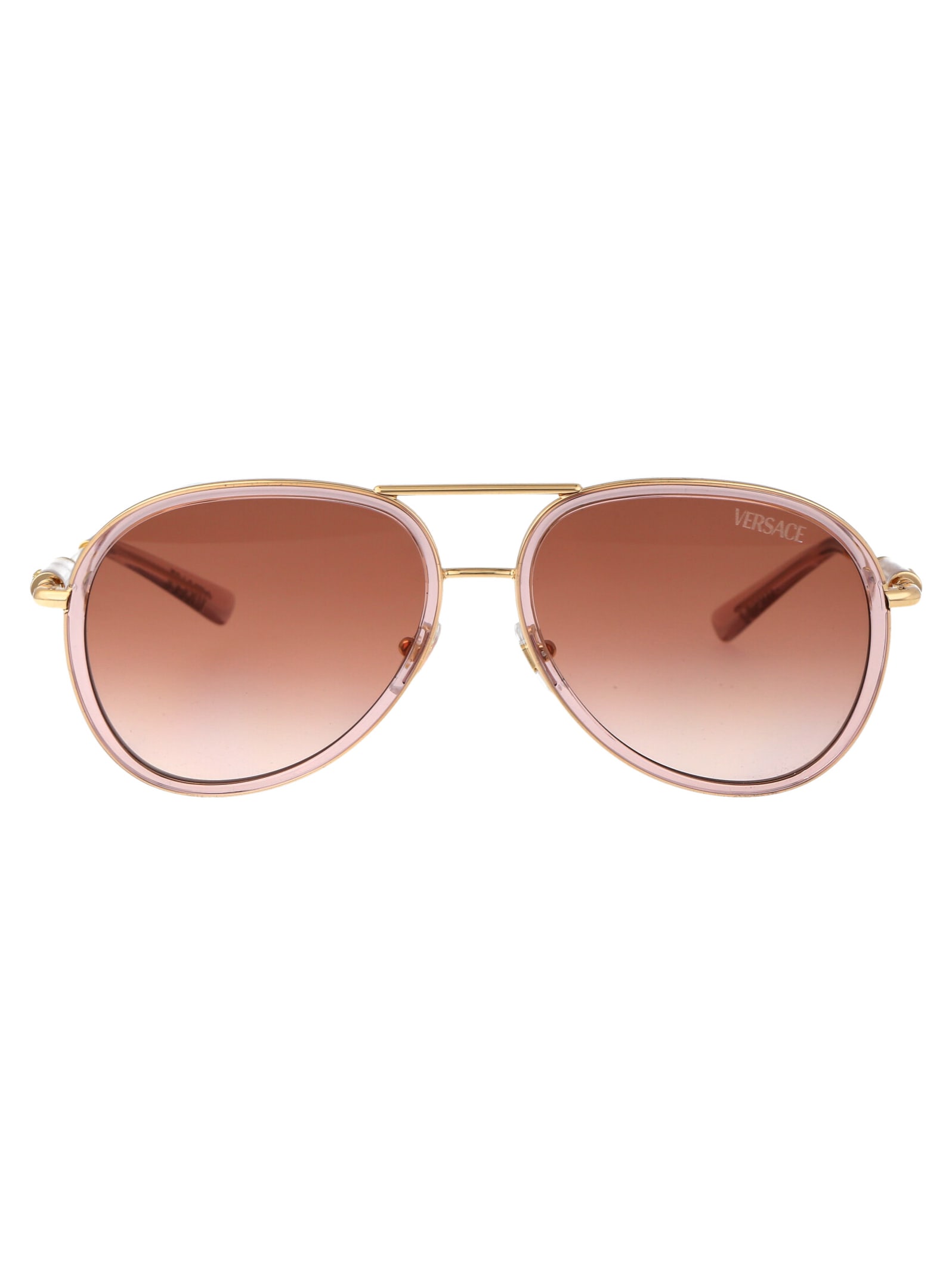 Shop Versace 0ve2260 Sunglasses In 100213 Brown Transparent