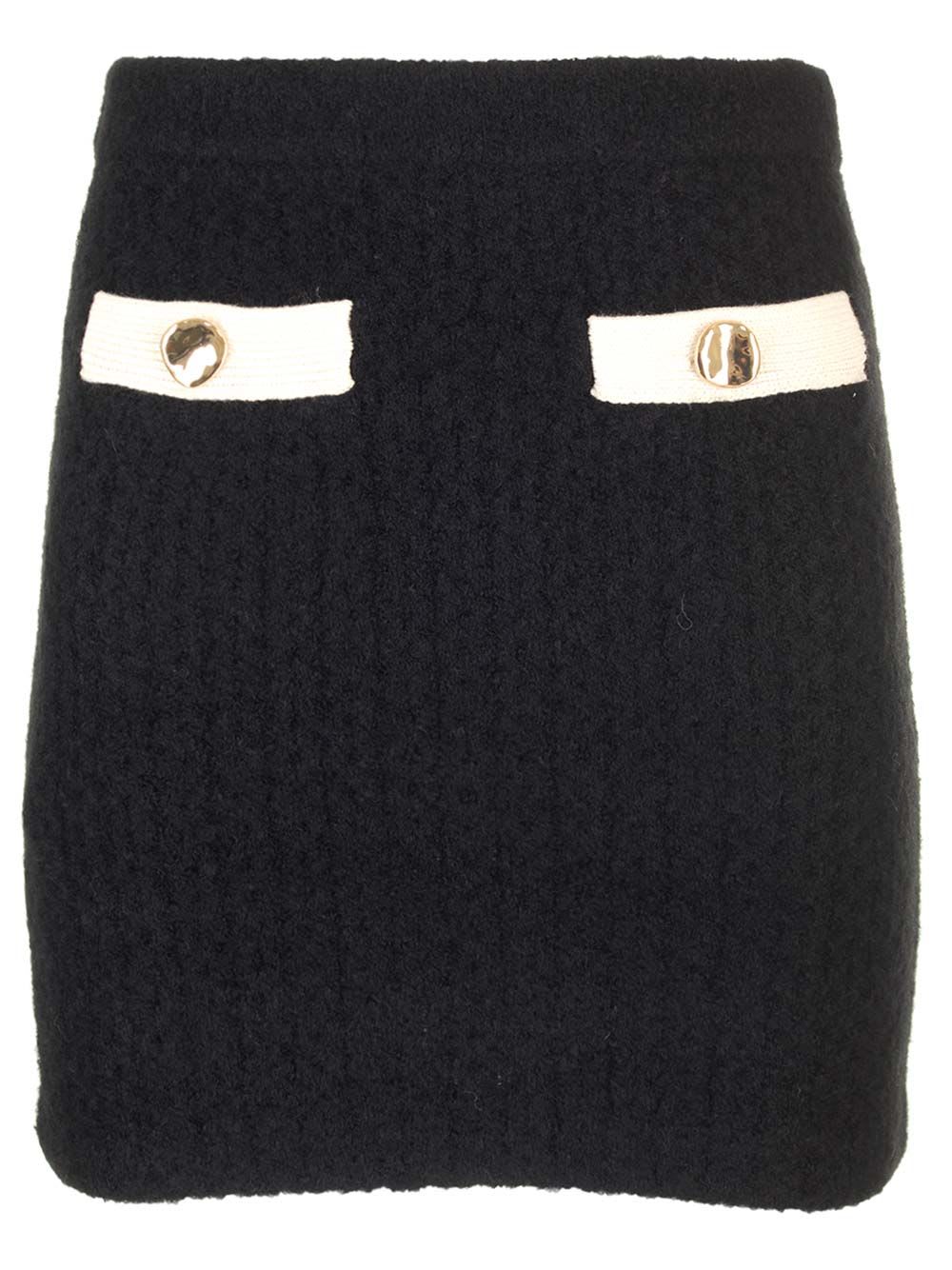 Shop Self-portrait Cashmere Mini Skirt In Black