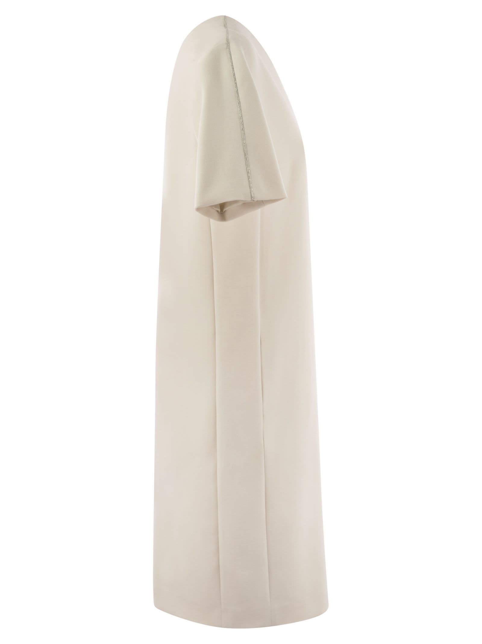 Shop Peserico Cotton And Viscose Blend Midi Dress In Pearl