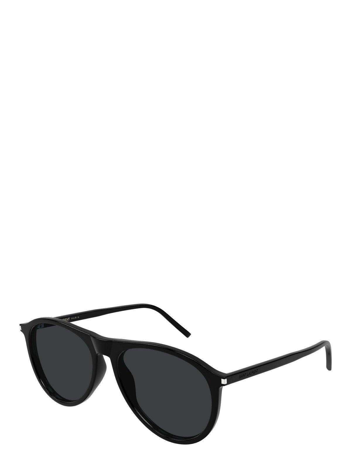Saint Laurent Aviator Frame Sunglasses In 001 Black Black Black