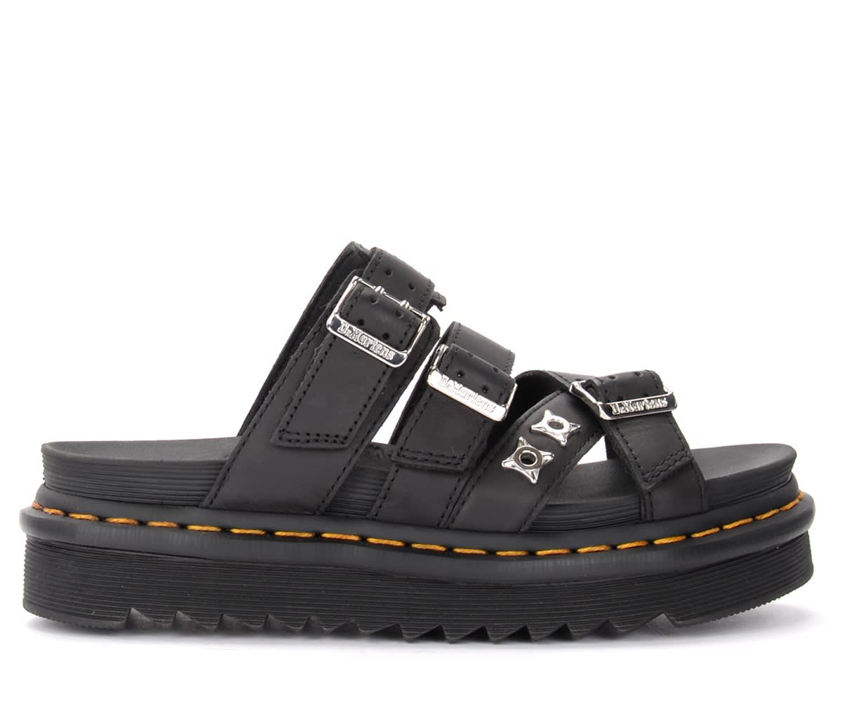 Buy Dr. Martens Dr Martens Ryker Sandals In Black Leather With Studs online, shop Dr. Martens shoes with free shipping