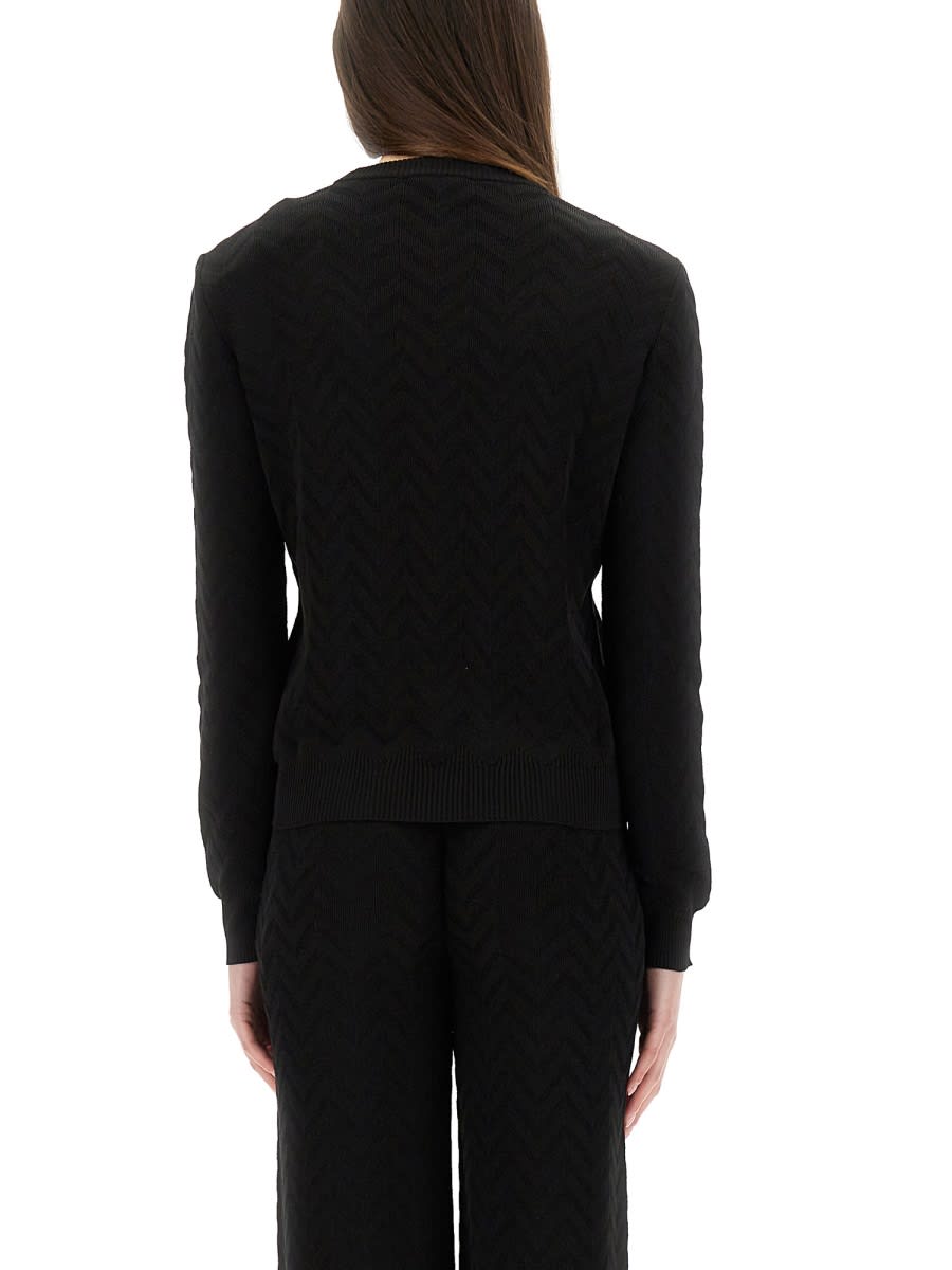 Shop Missoni Chevron Pattern Sweater In Black