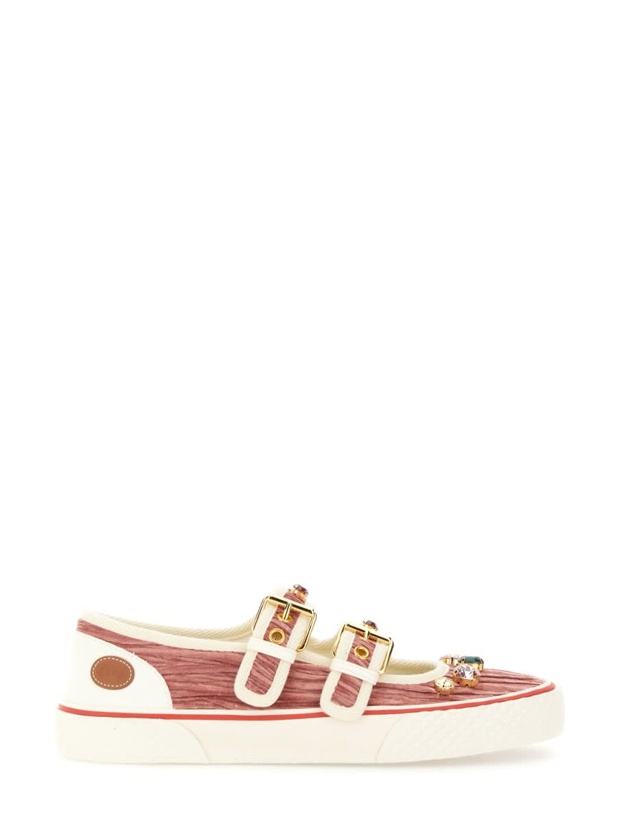 Valentino Velvet Dollyboard Ballerina Sneaker In Pink