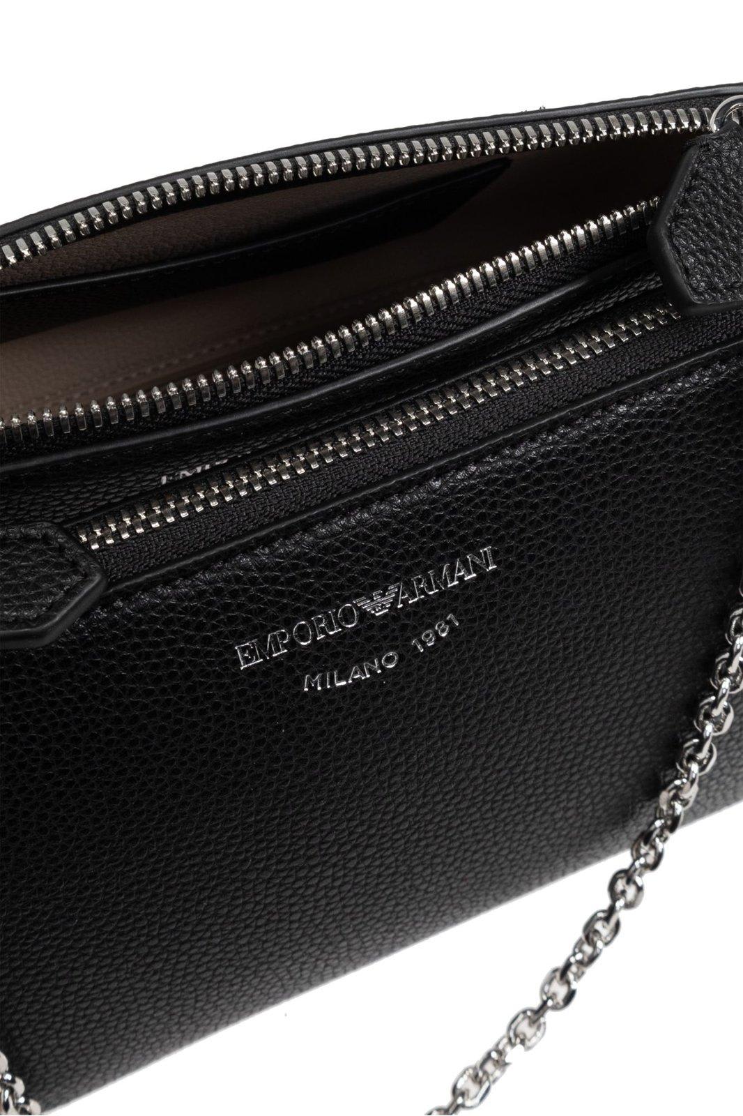 Shop Emporio Armani Shoulder Bag With Printed Logo In Black