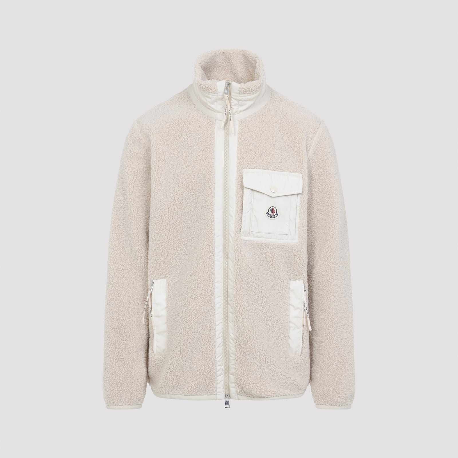 Moncler Light Beige Teddy Zip-up Sweatshirt In Neutral