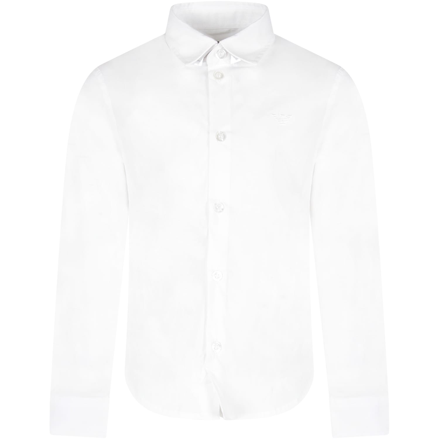 Armani Collezioni Kids' White Shirt For Boy With Iconic Eagle