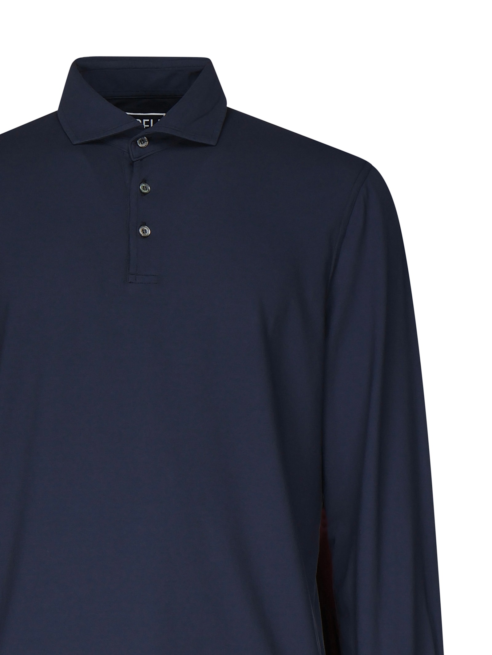 Fedeli Long Sleeve Polo In Organic Cotton In Blue