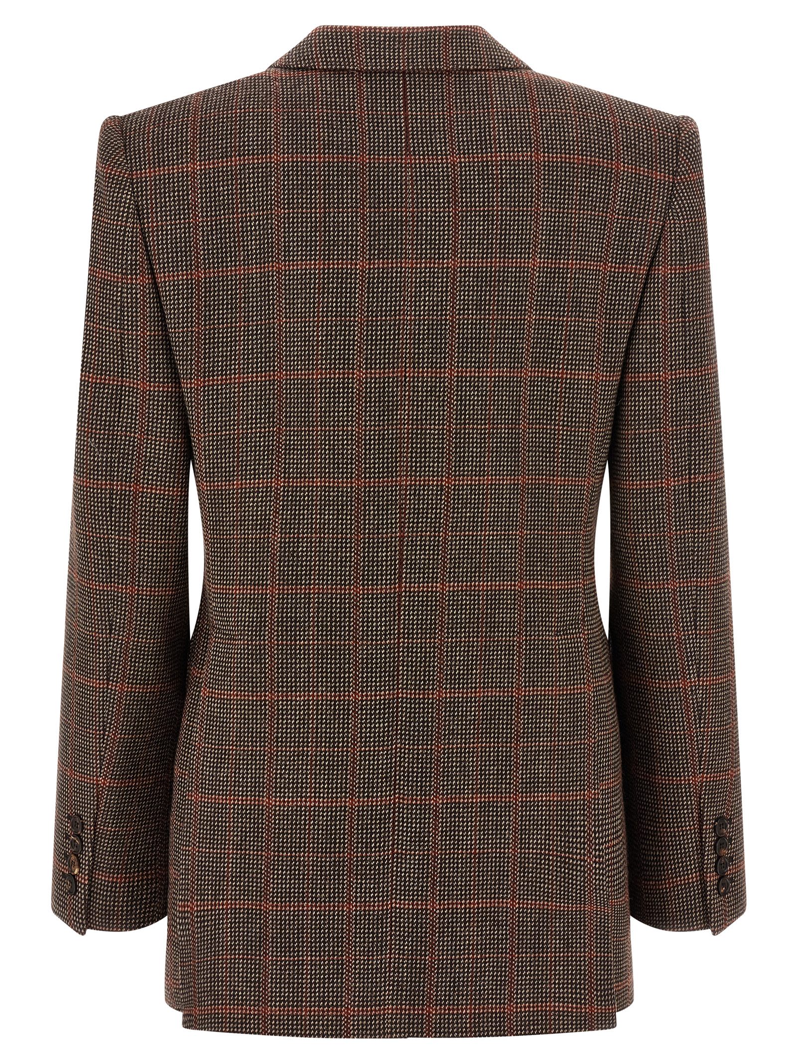 Chloé Single-breasted Checked Brown Wool Jacket Women In Brown