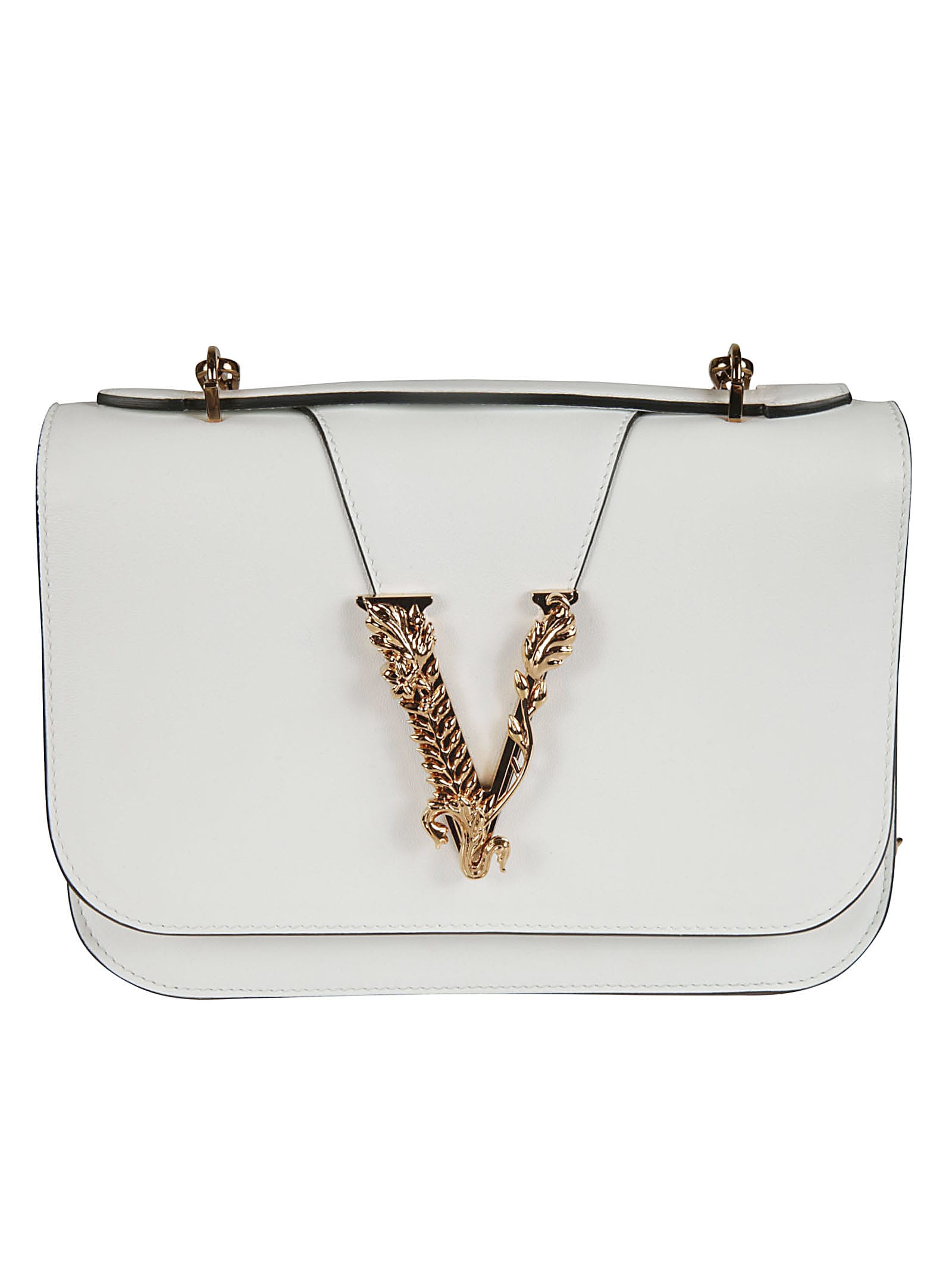 Versace V Logo Plaque Chain Shoulder Bag