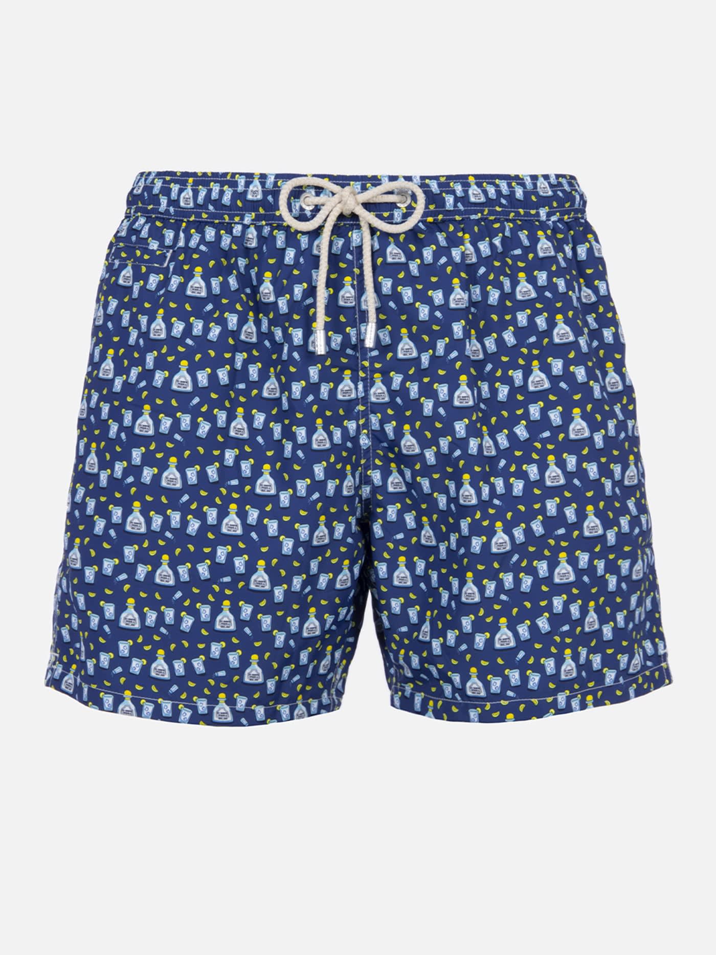 Mc2 Saint Barth Lightning Patterned Swim Shorts In Blue