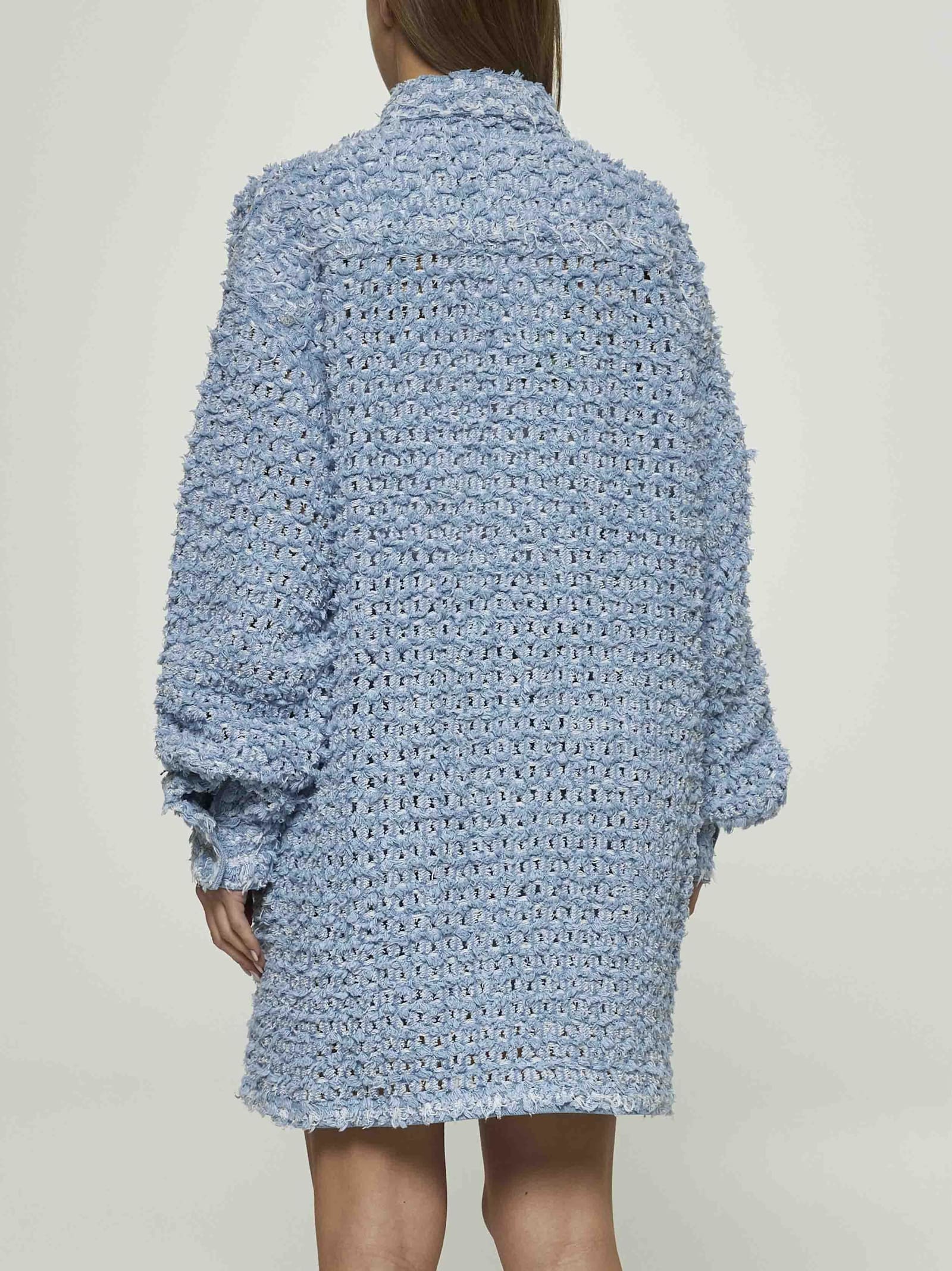 STELLA MCCARTNEY LIGHT BLUE BOUCLÉ DENIM SHIRT