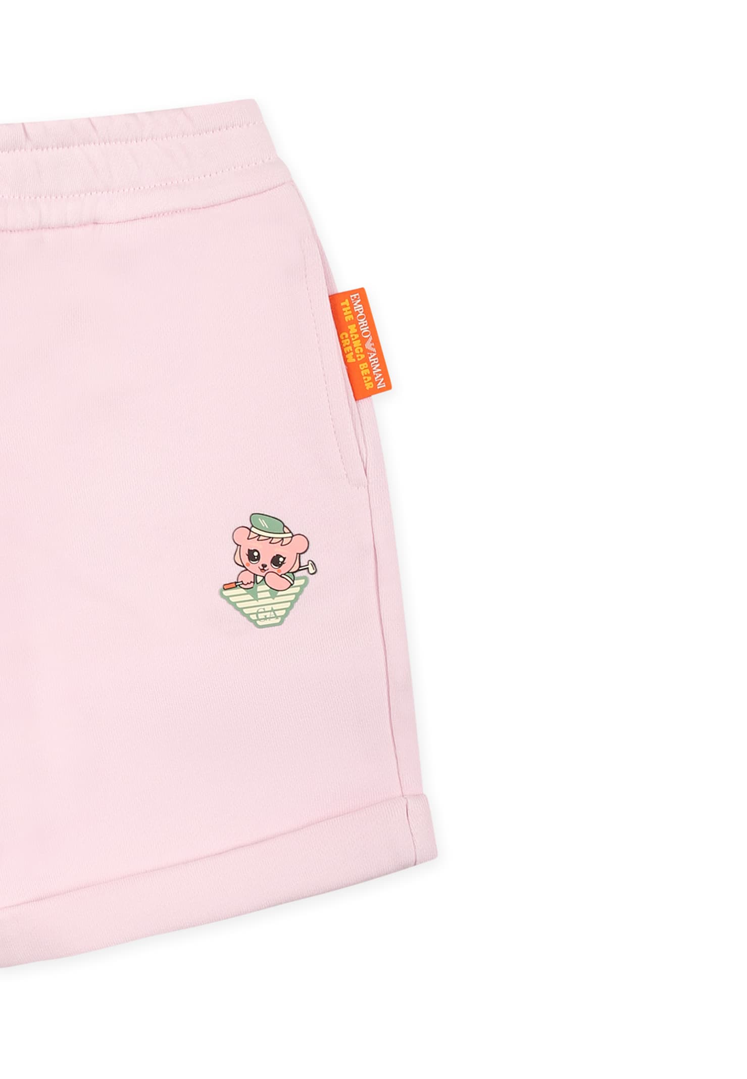 Emporio Armani Pink Shorts For Girl With Manga Bear In Pink