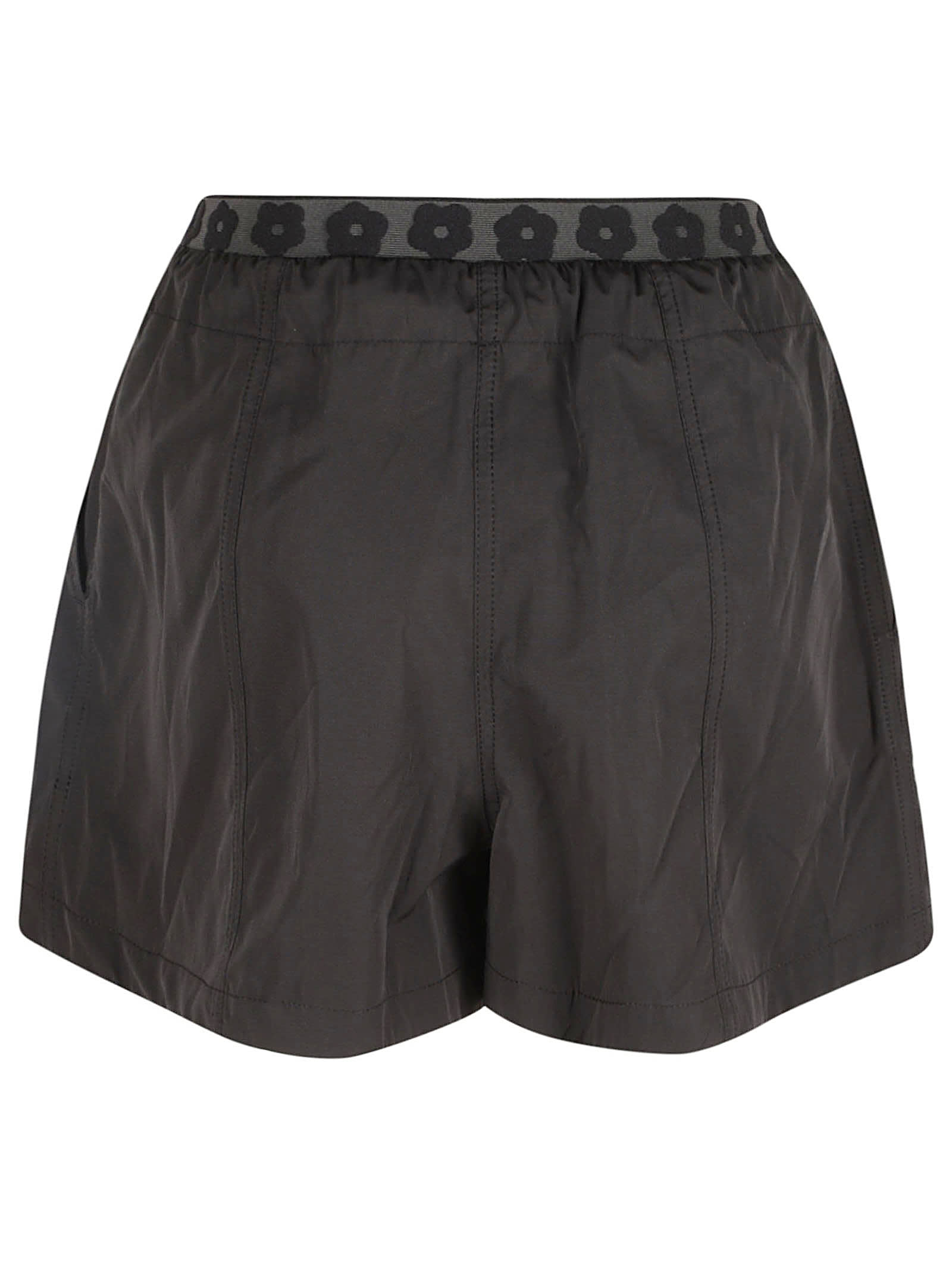Shop Kenzo Flower Waist Shorts In Black