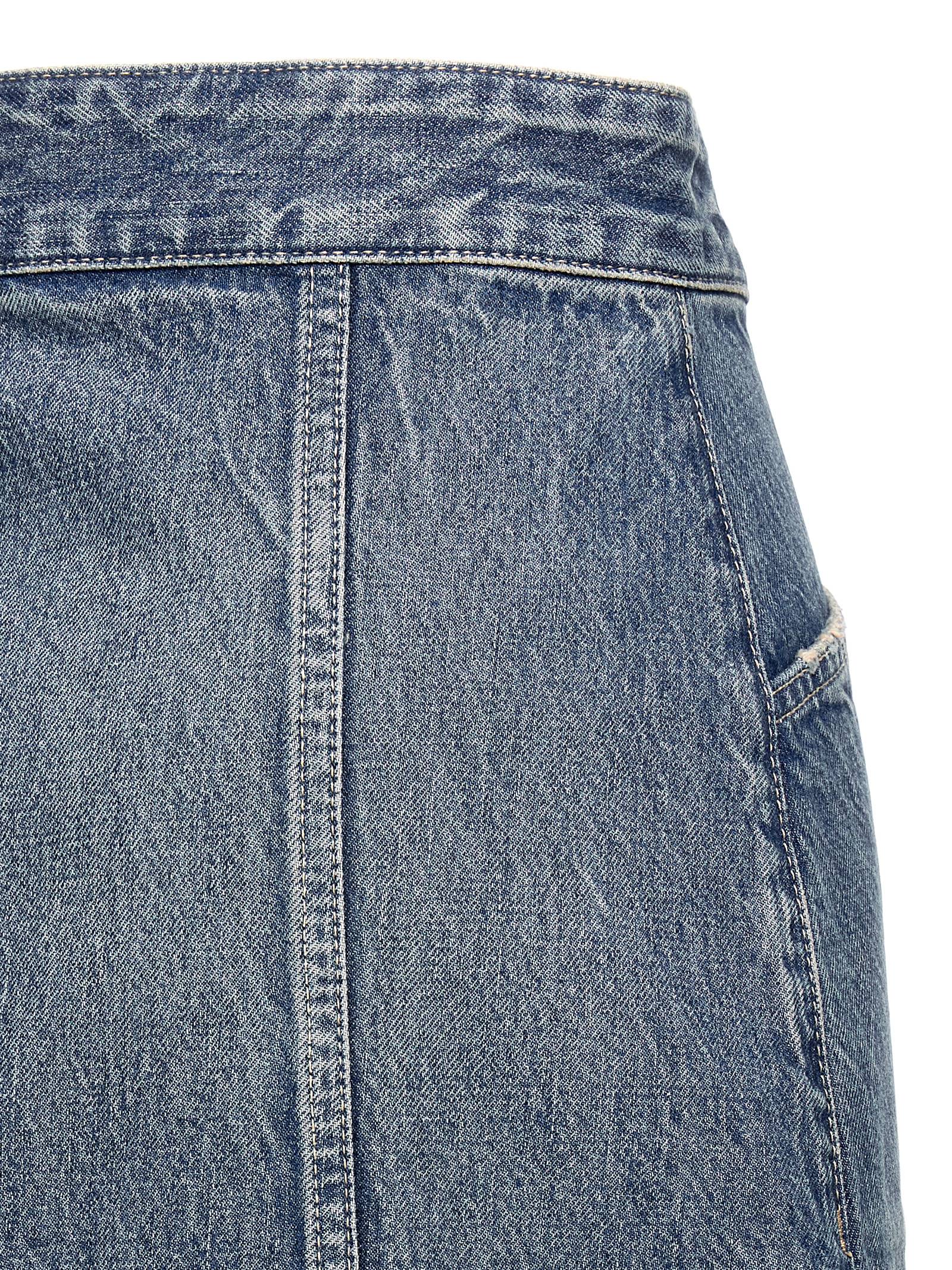 Valentino Garavani Denim Mini Skirt With Jacquard Trim In Blue