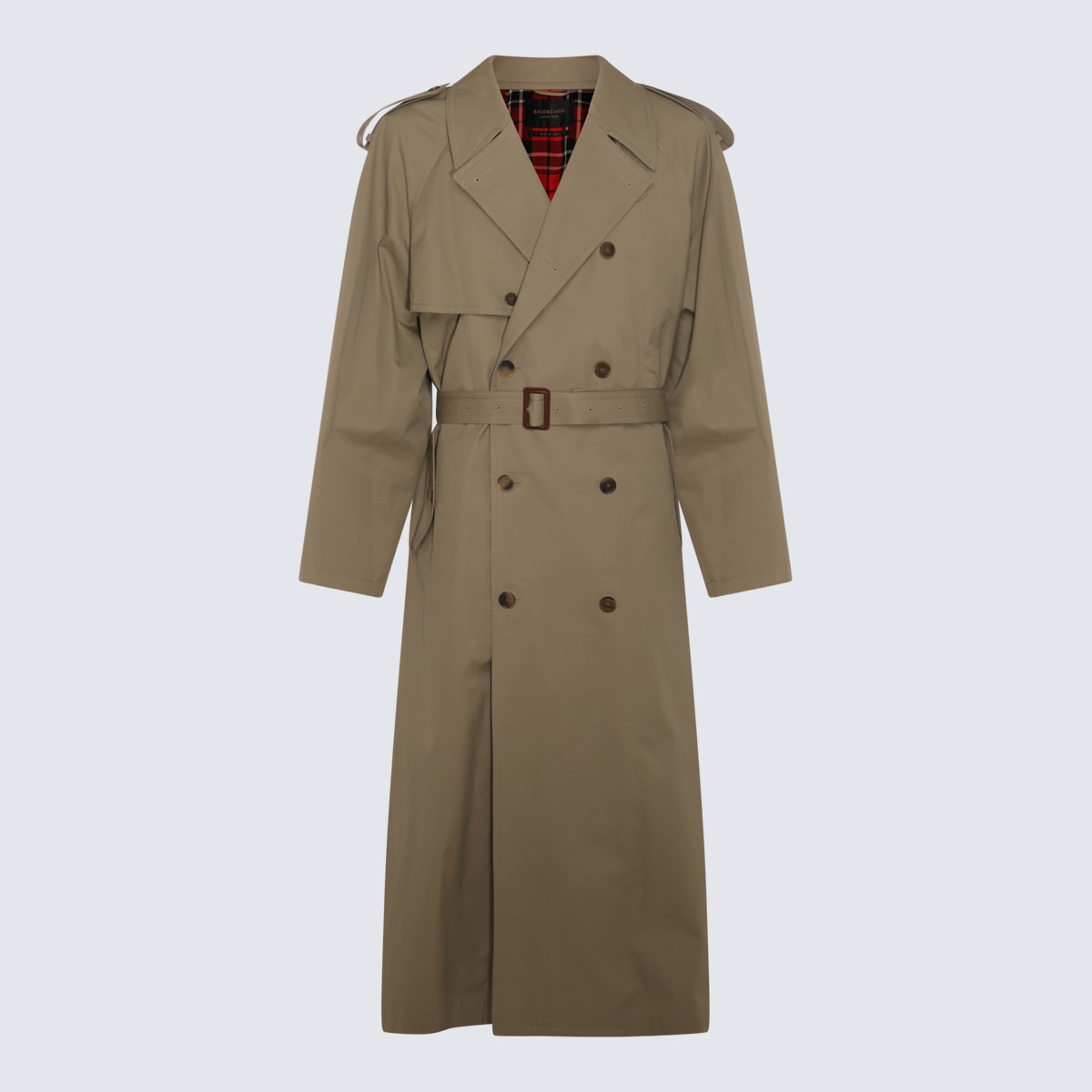 Shop Balenciaga Military Beige Cotton Coat