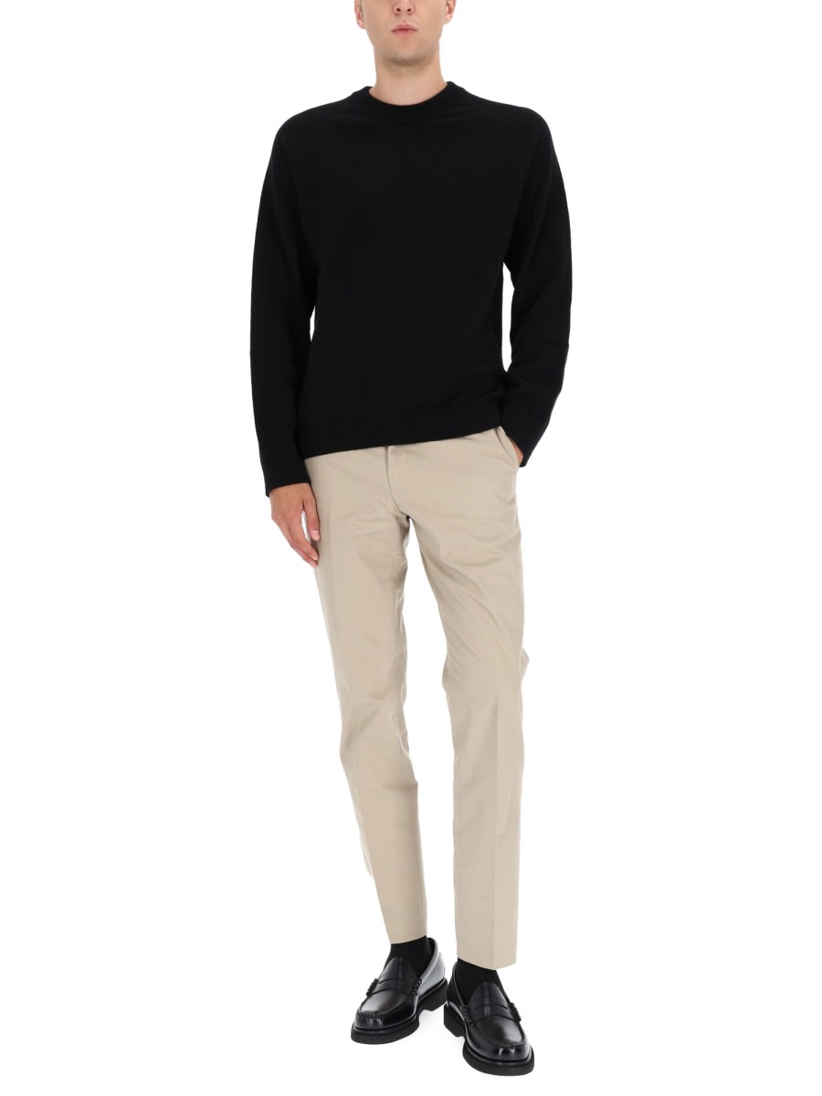 Ps By Paul Smith Classic Crew Neck Black Merino Wool Sweater In Black