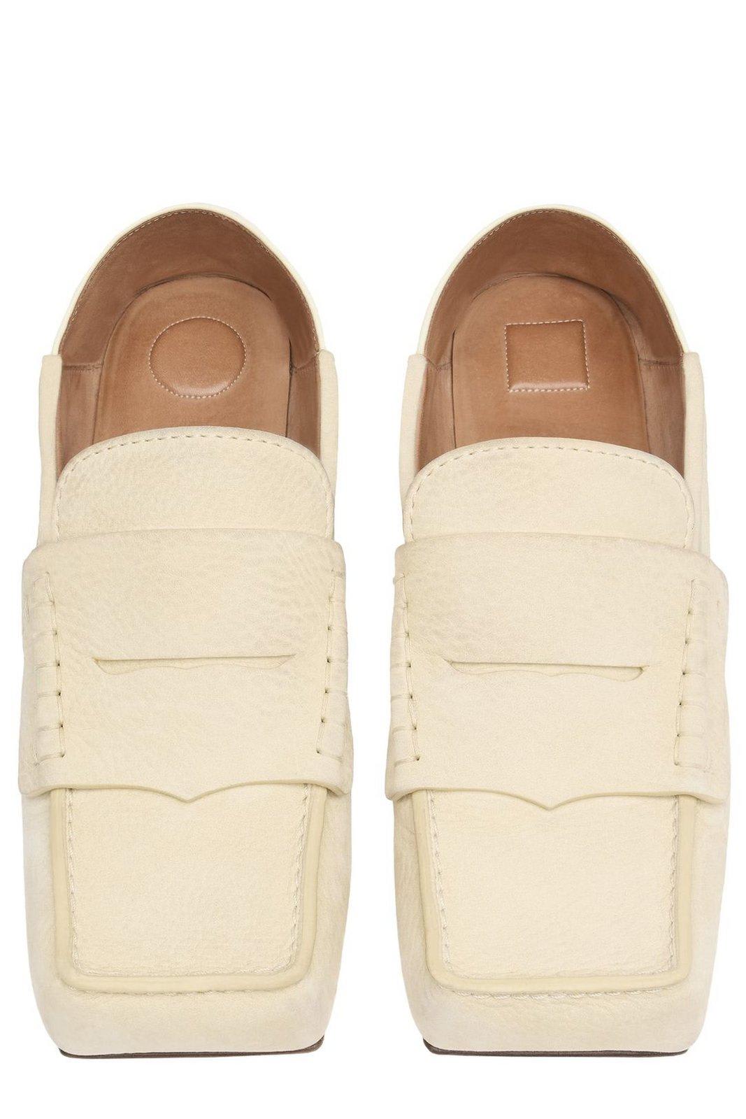 Shop Jacquemus Sqaure-toe Flat Shoes In Yellow