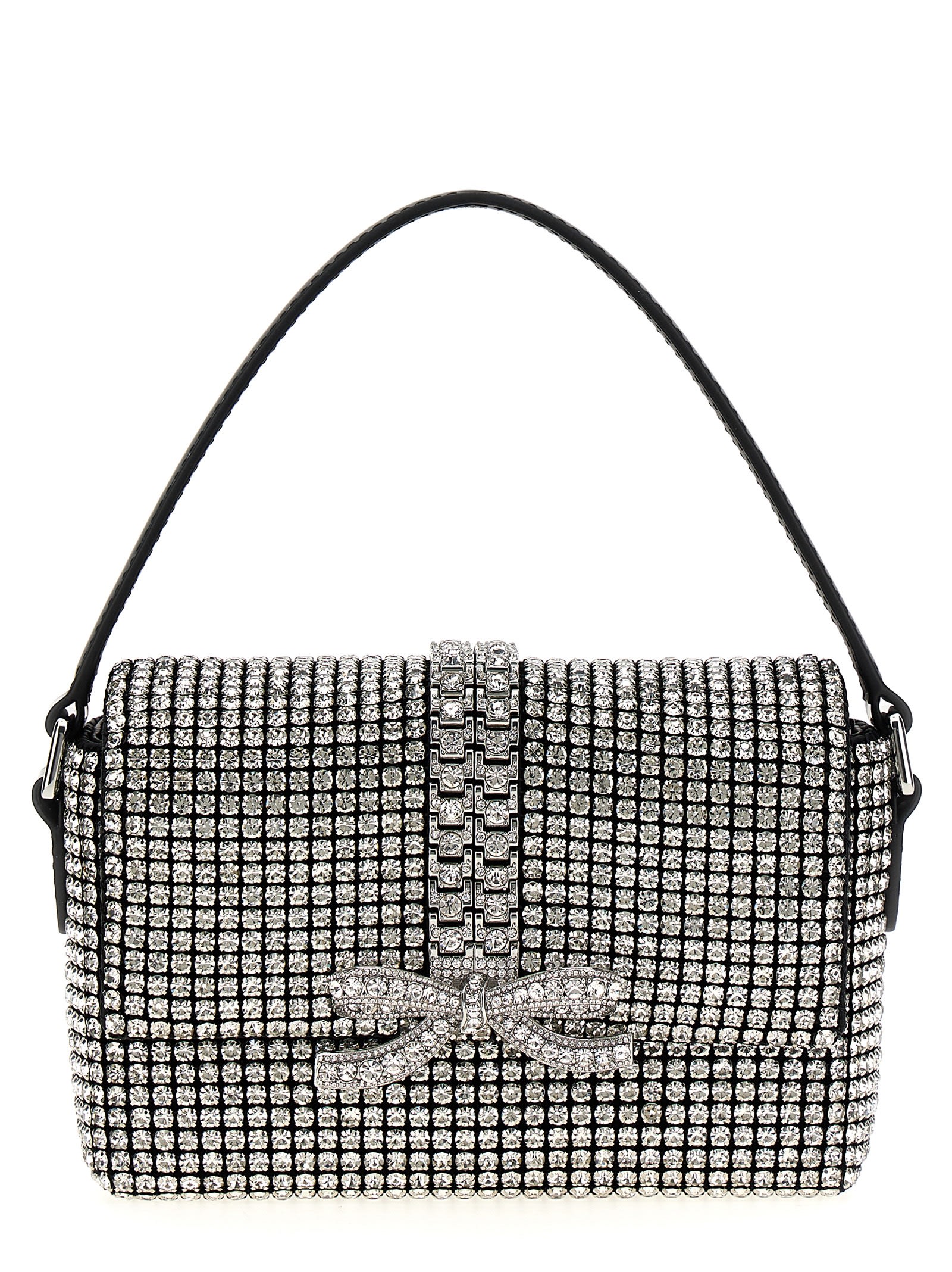 Shop Self-portrait Silver Rhinestone Chainmail Micro Handbag