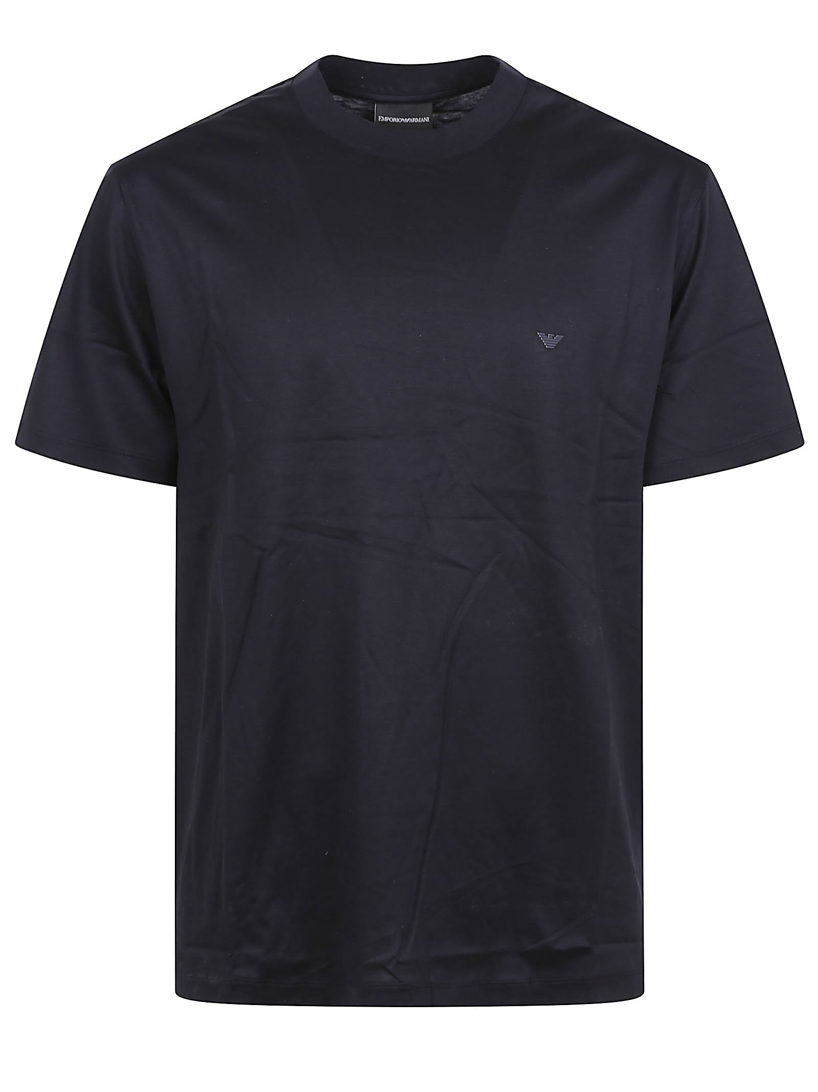 Emporio Armani Crew Neck Modal Blend Short Sleeve Top In Black