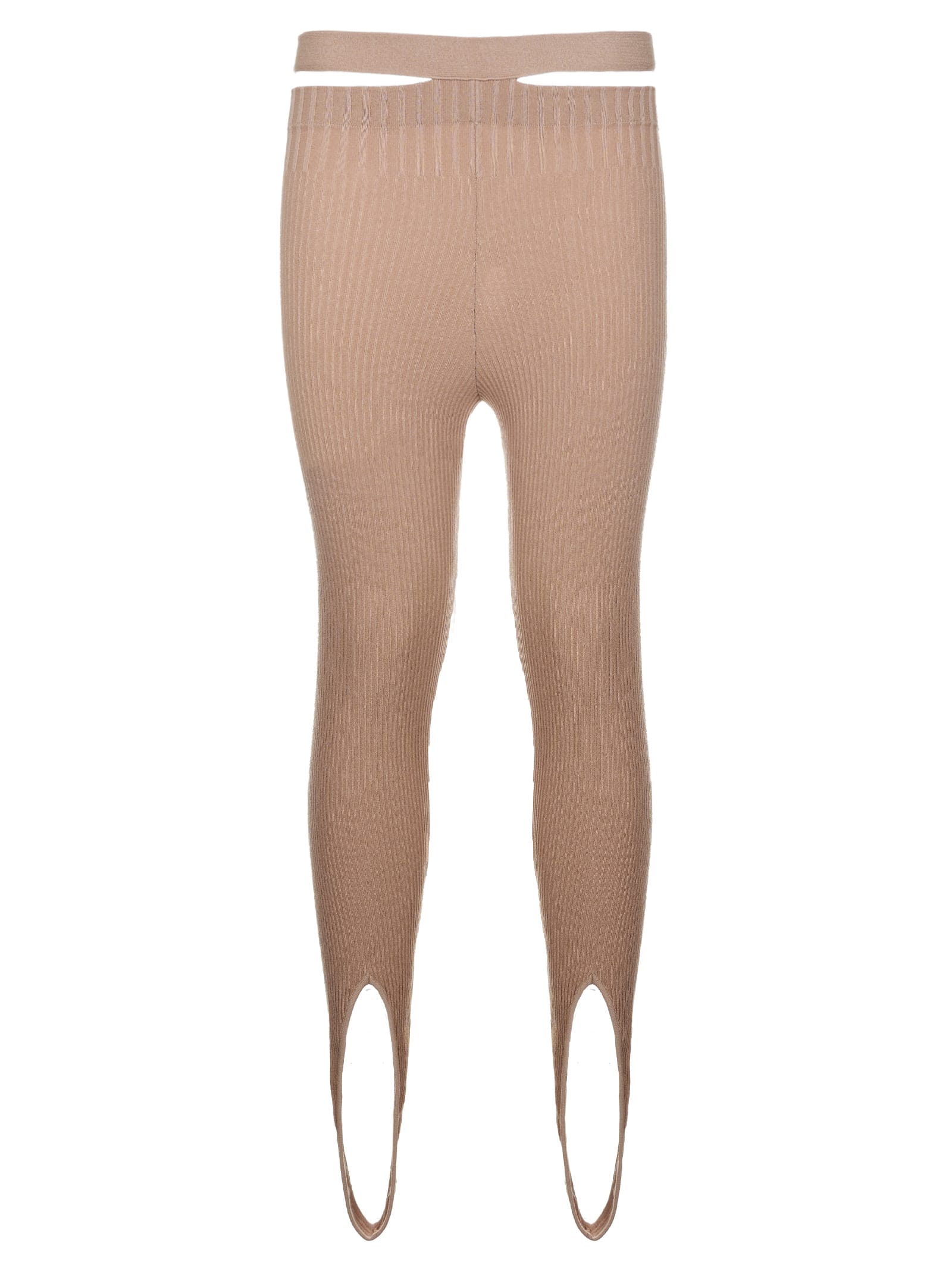 Andrea Adamo Ribbed Knit Leggings With Cut-out Belt