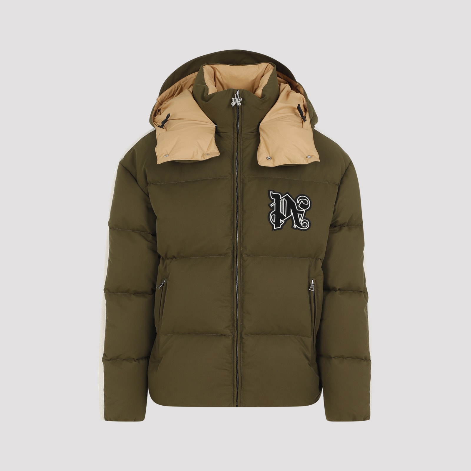 Shop Palm Angels Monogram Track Down Jacket In Military Black