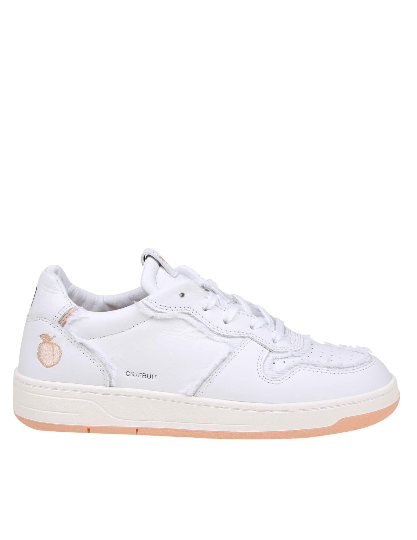 Shop Date Court Sneakers In White Leather In Peach