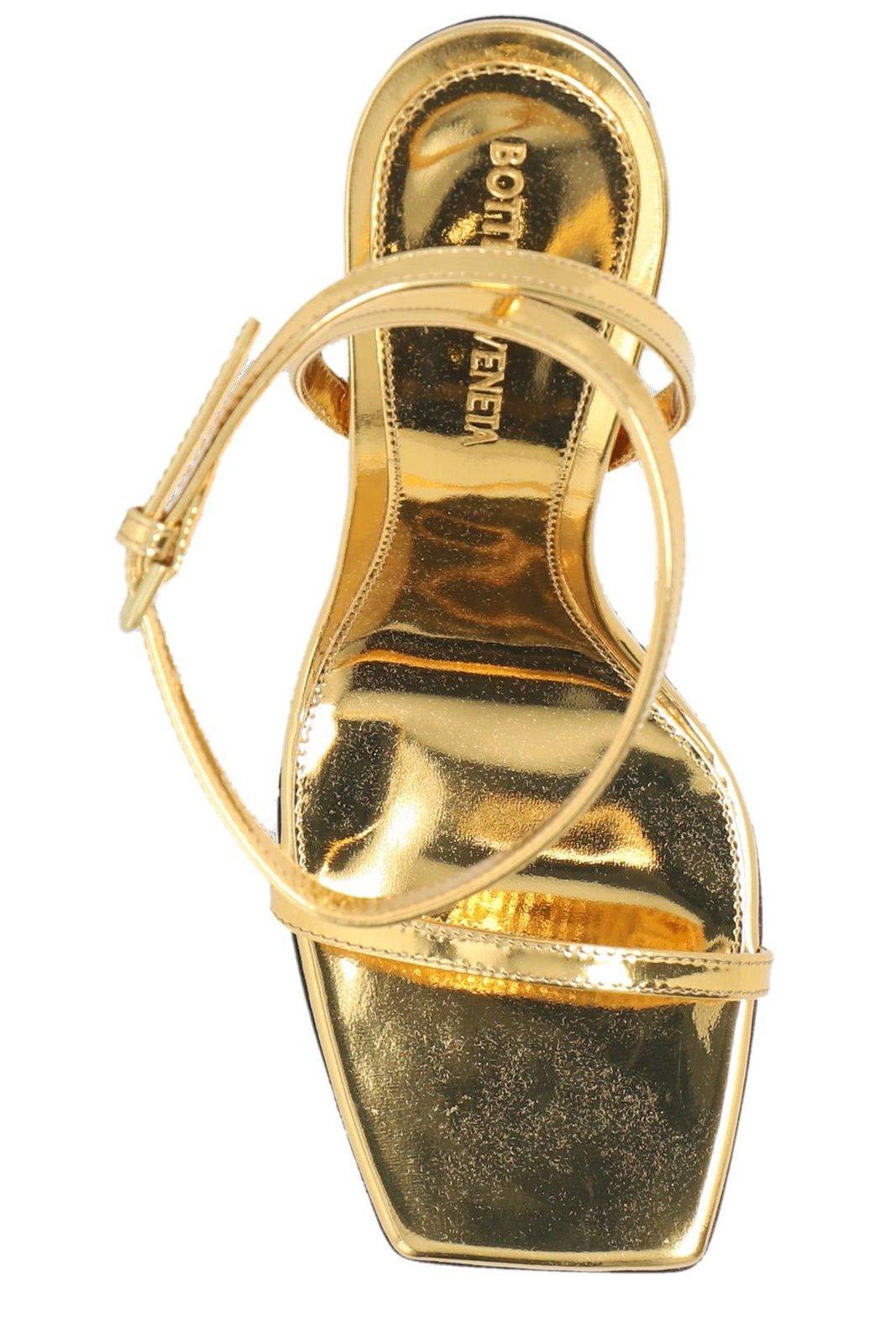 Shop Bottega Veneta Knot Sandals In Gold