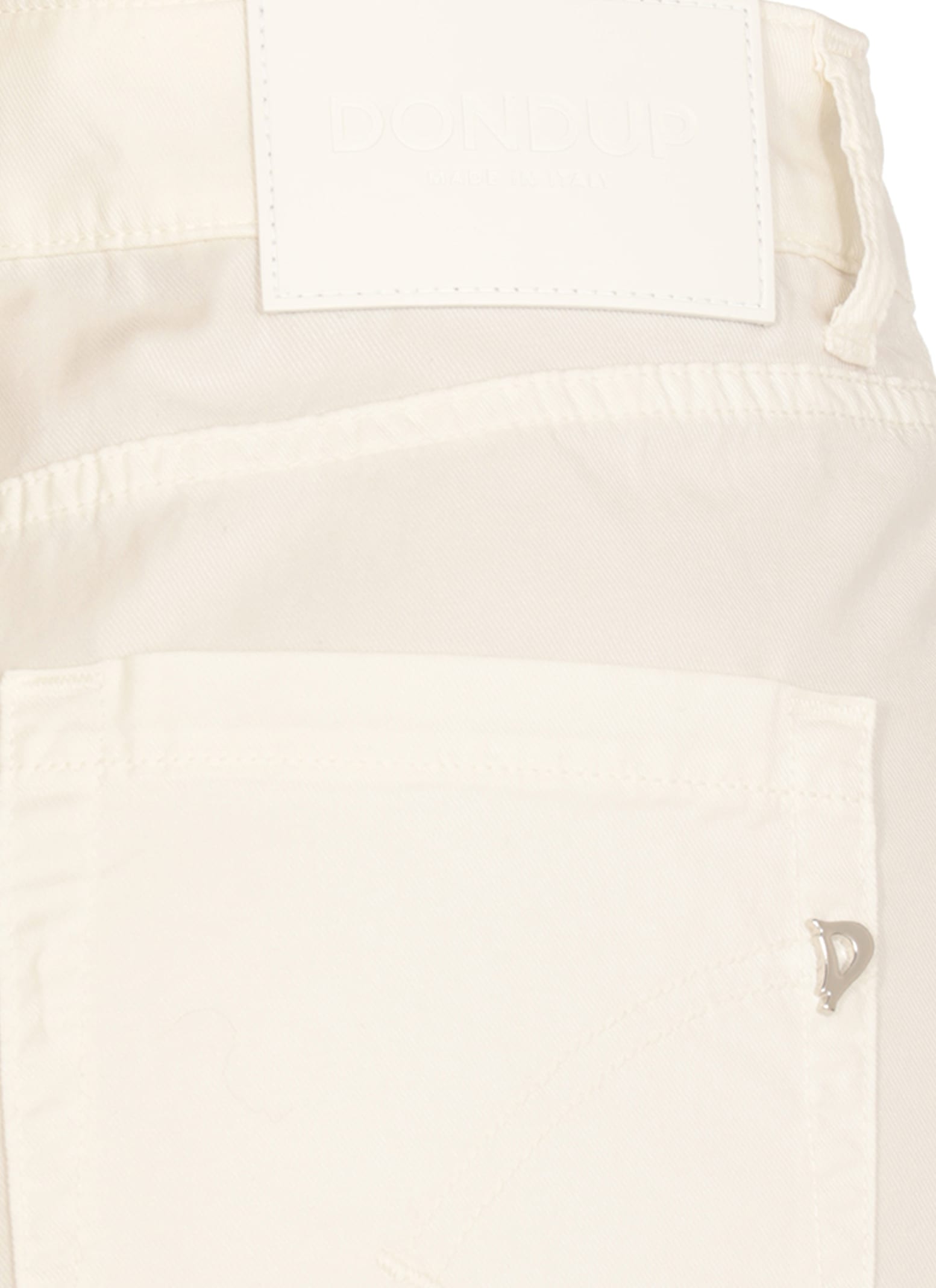 Dondup Cropped Cotton-blend Denim Jeans With Button Detailing In Ivory