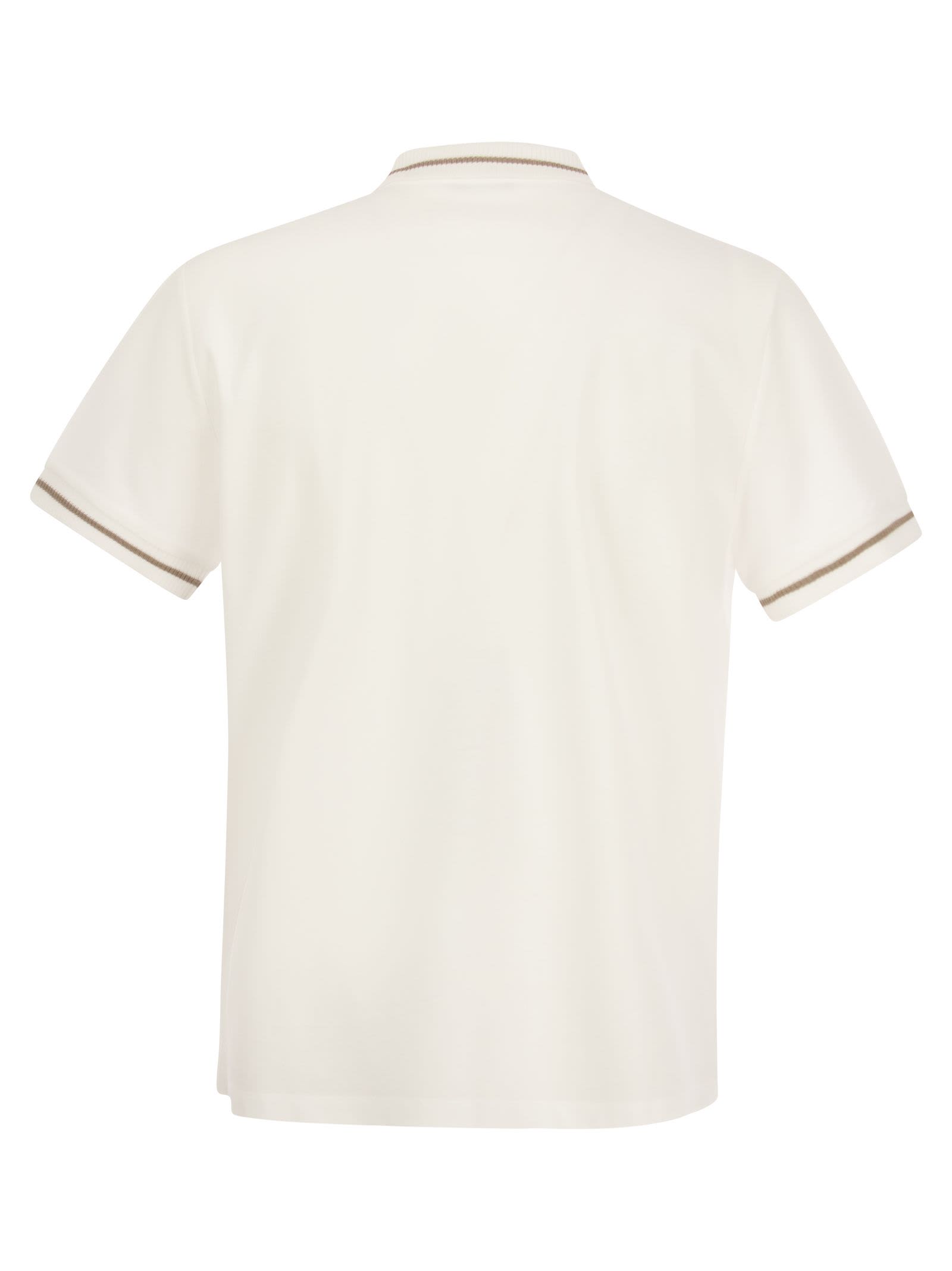 Shop Peserico Cotton Piqué Polo Shirt In White