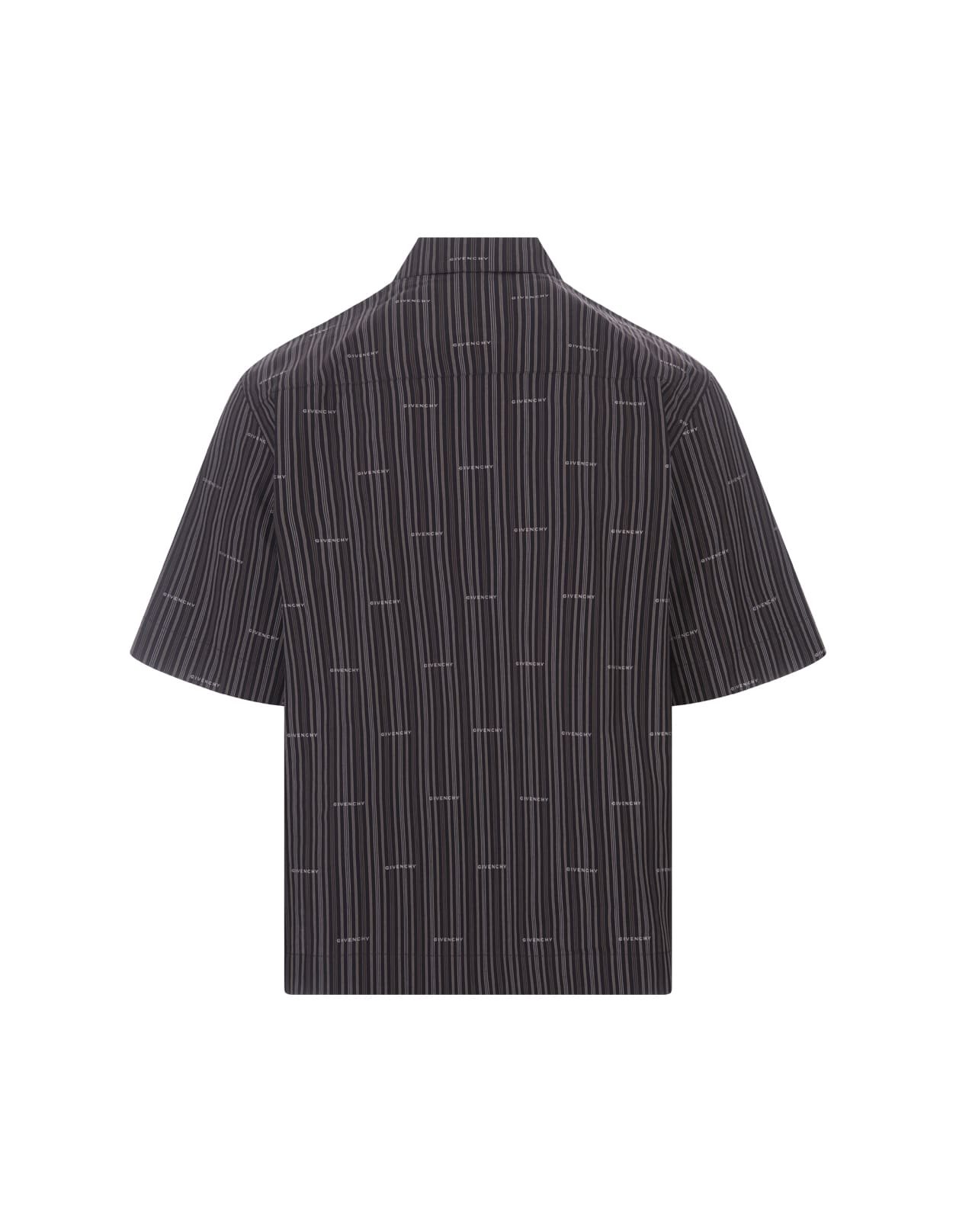 Shop Givenchy Black And Grey Striped Shirt With All-over Logo