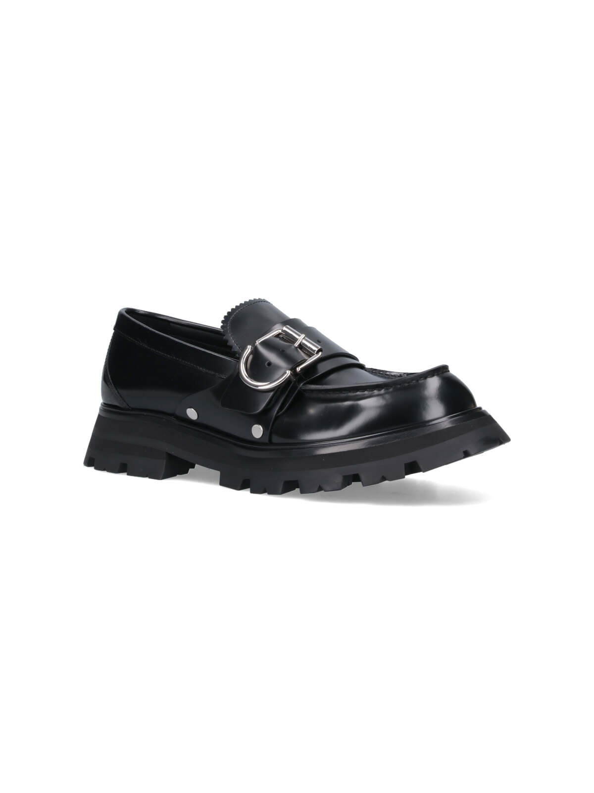 Alexander Mcqueen Brushed Leather Wander Loafers For In Black