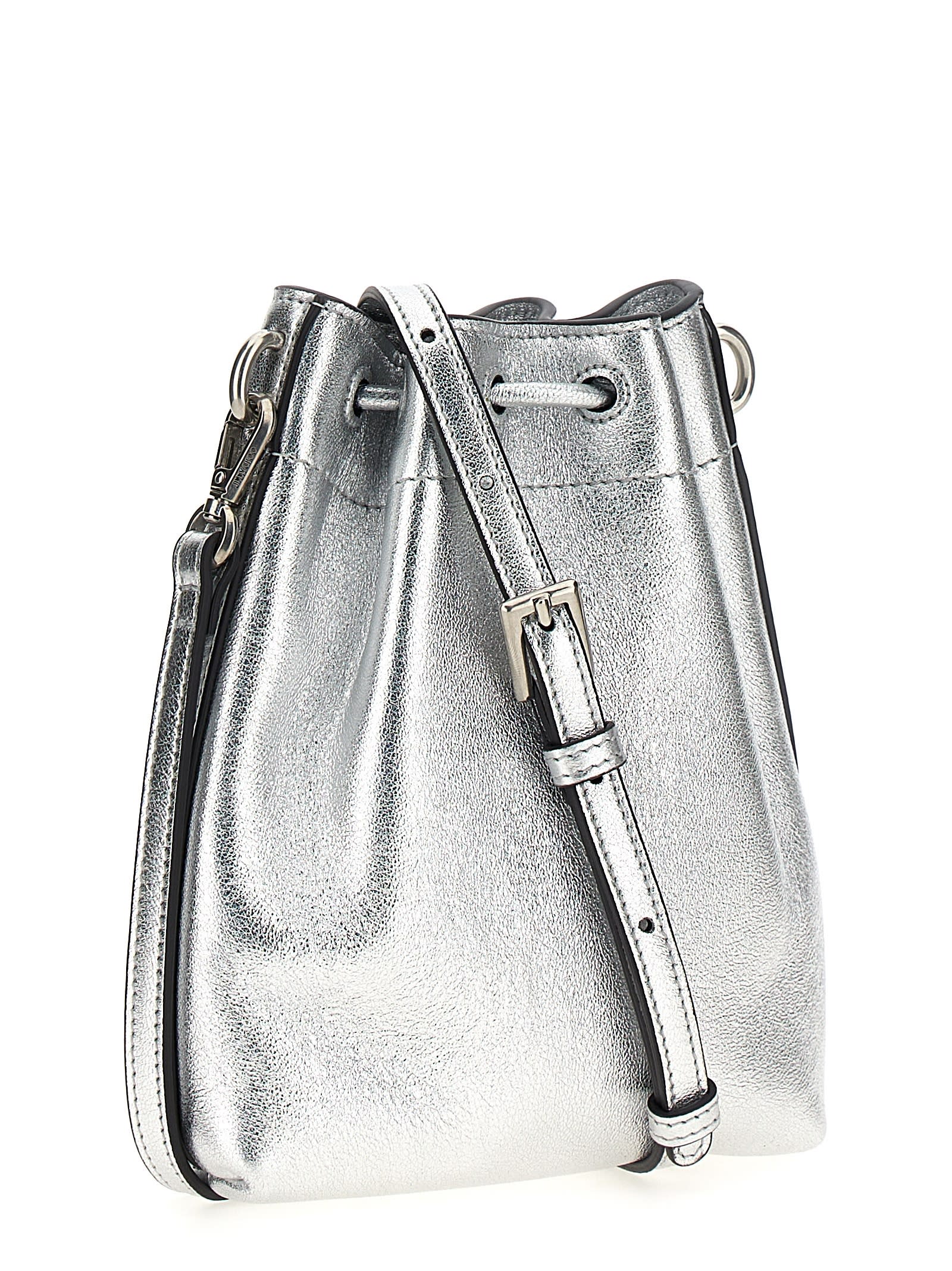 Shop Jimmy Choo Bon Bon Bucket Bag In Silver